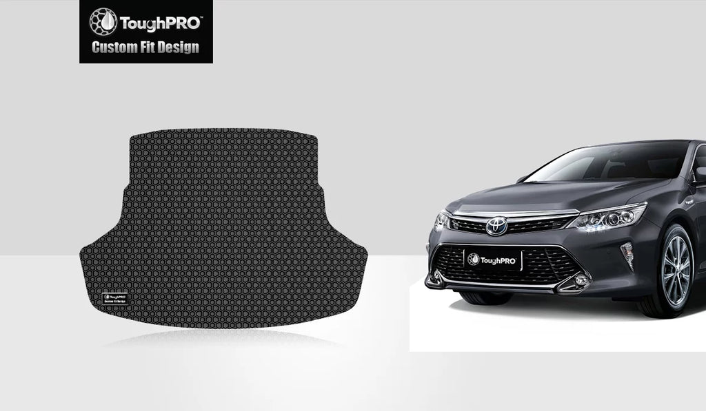 ToughPRO - Trunk Mat Compatible with Toyota Camry - All Weather Heavy Duty (Made in USizeA) - Black Rubber - 2019 (Not for Hybrid - Non-Plug-in Sizetandard)