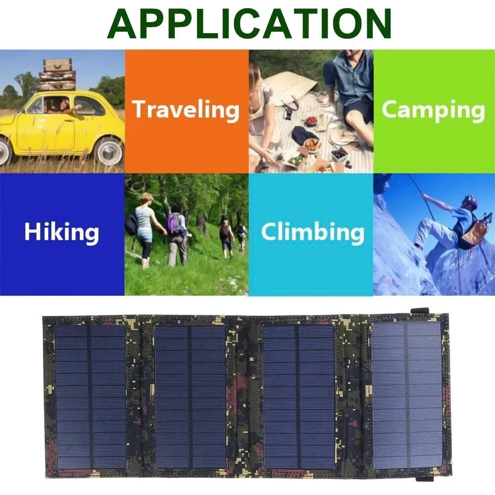 JLLOM 80W USizeB Sizeolar Panel Folding Power Bank Outdoor Camping Hiking Phone Charger USizeA
