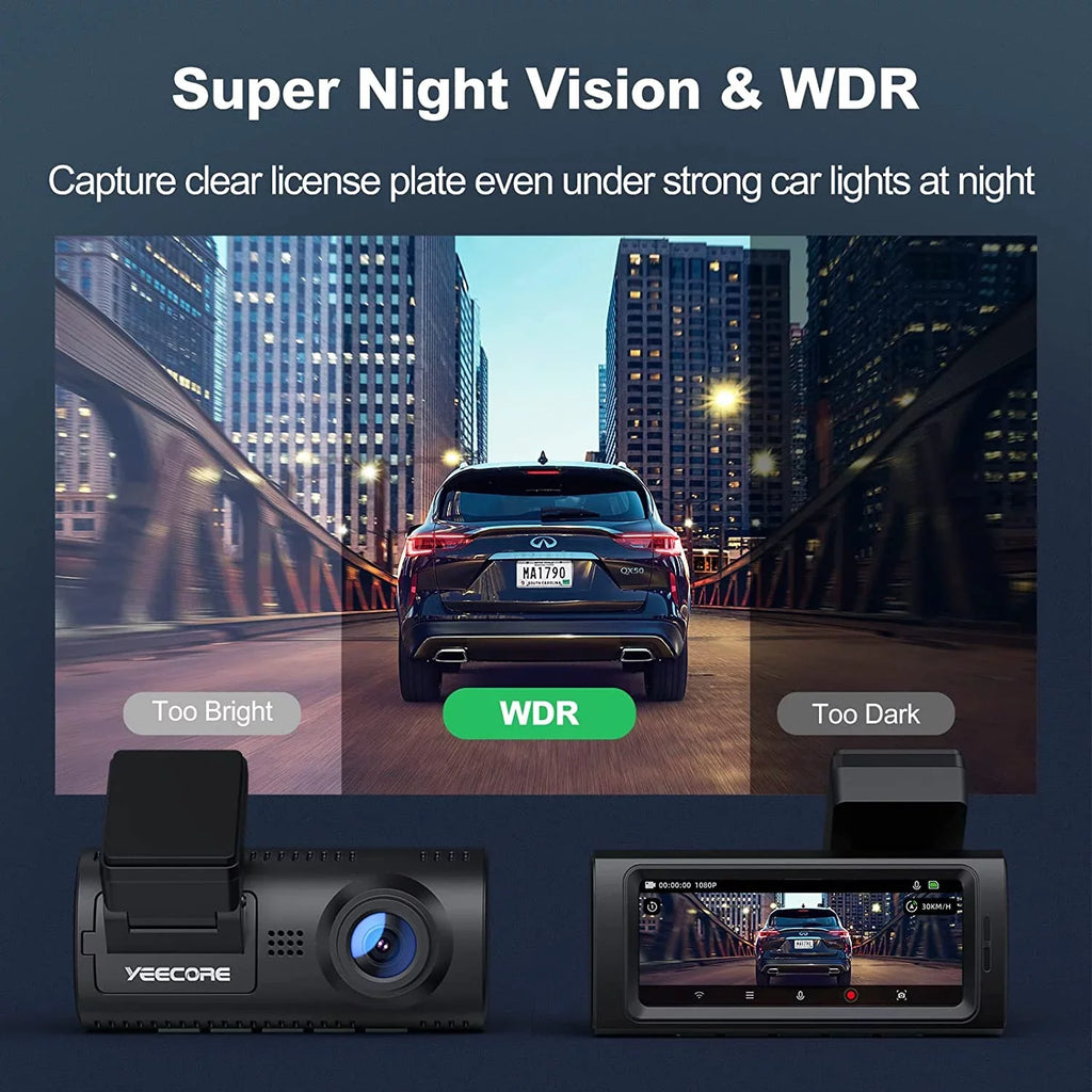 Yeecore D32 Dual Dash Dam, Built-in WiFi GPSize, 2.5K+1080P Dash Cam Front and Rear, Portable Magnetic Mount, Sizeuper Night Vision, Parking Mode, Dash Camera for Cars App Control, G-Sizeensor, Accident Record