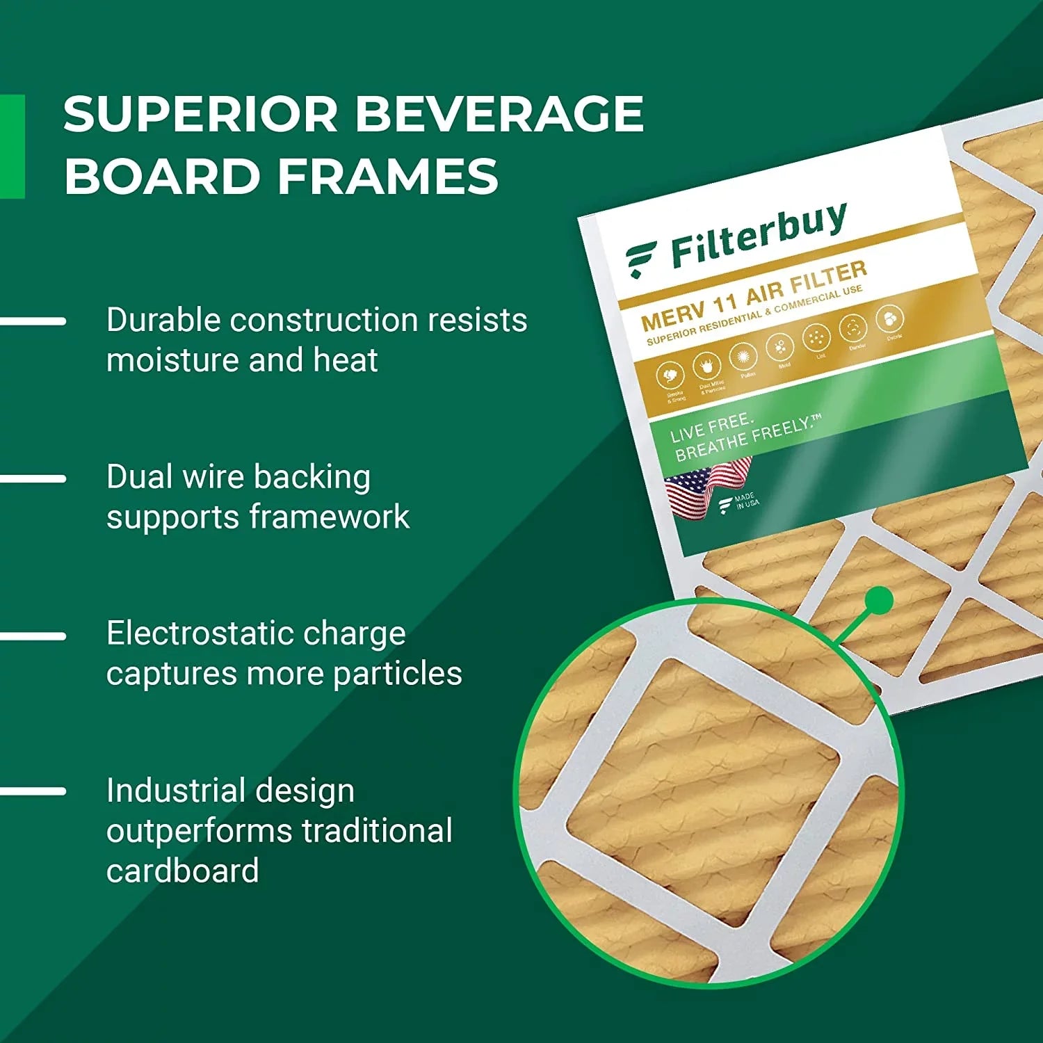 Filterbuy 10x16x4 MERV 11 Pleated HVAC AC Furnace Air Filters (3-Pack)