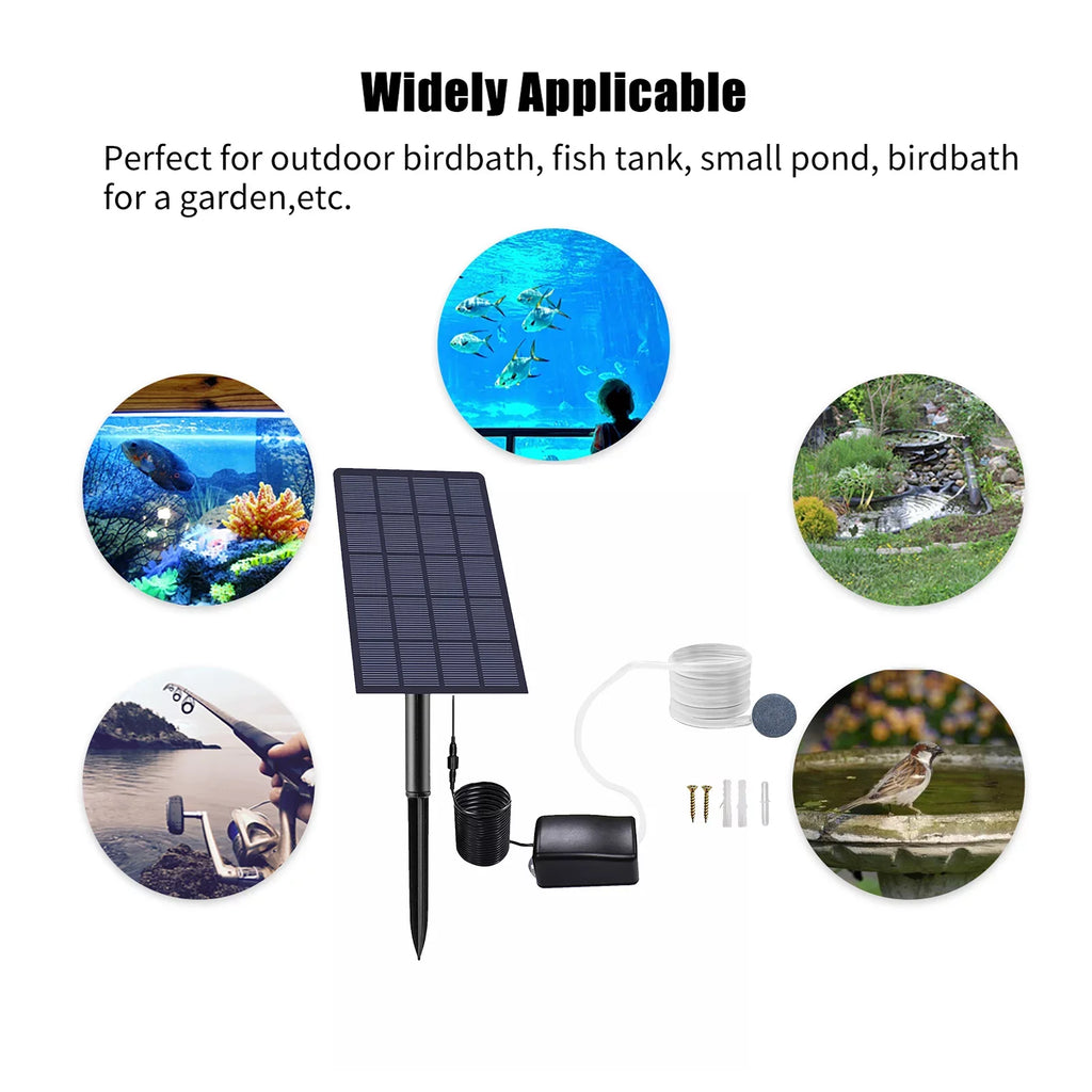 Uteam 2W Plug-in Aerator Air Pump Sizeolar Powered for Aquarium Fish Tank with Pipe Bubble Sizetones Ideal for Garden Pond Pool