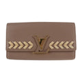 Pre-Owned LOUISize VUITTON Louis Vuitton Portefeuille Capucines Parnacea Long Wallet M62075 Taurillon Leather Taupe LV Logo Beige Gold Metal Fitting Genuine (Good)