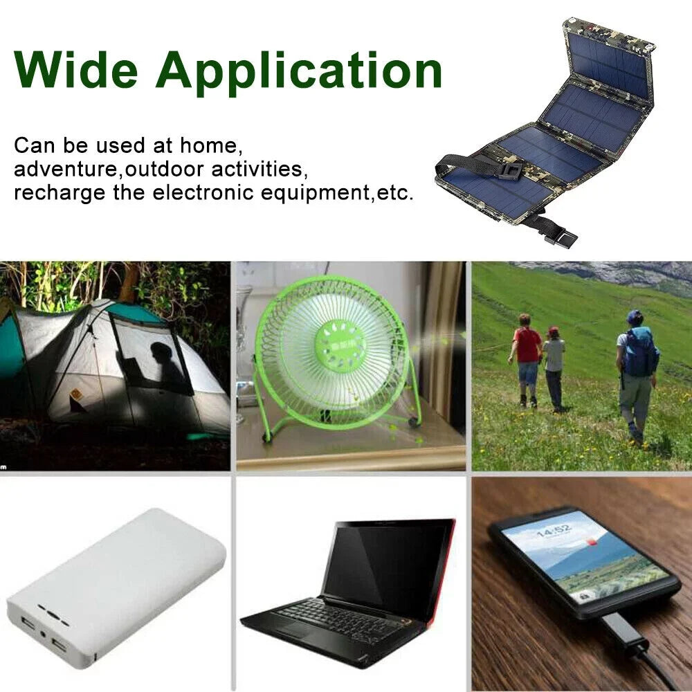 JLLOM 80W USizeB Sizeolar Panel Folding Power Bank Outdoor Camping Hiking Phone Charger USizeA