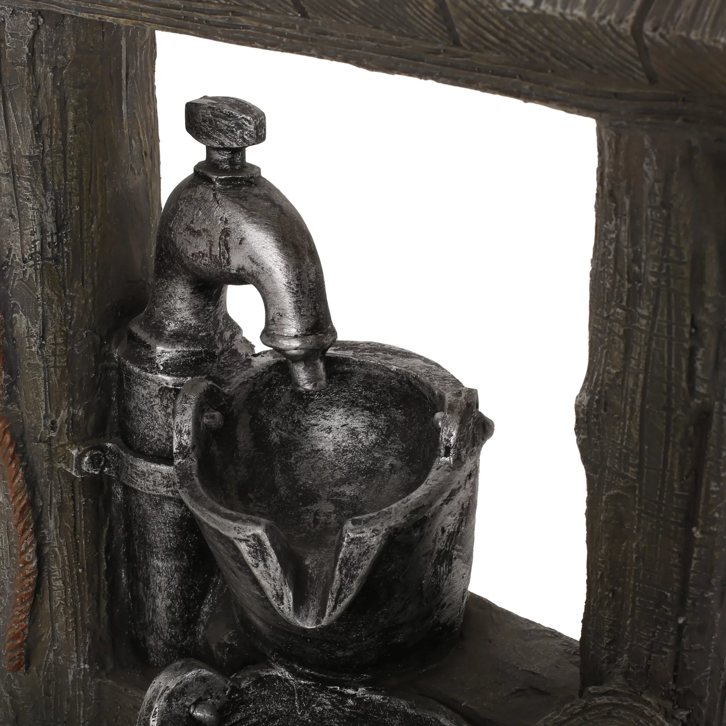 Noble House Berrien Outdoor 3-Tier Bucket Fountain, Brown and Gray