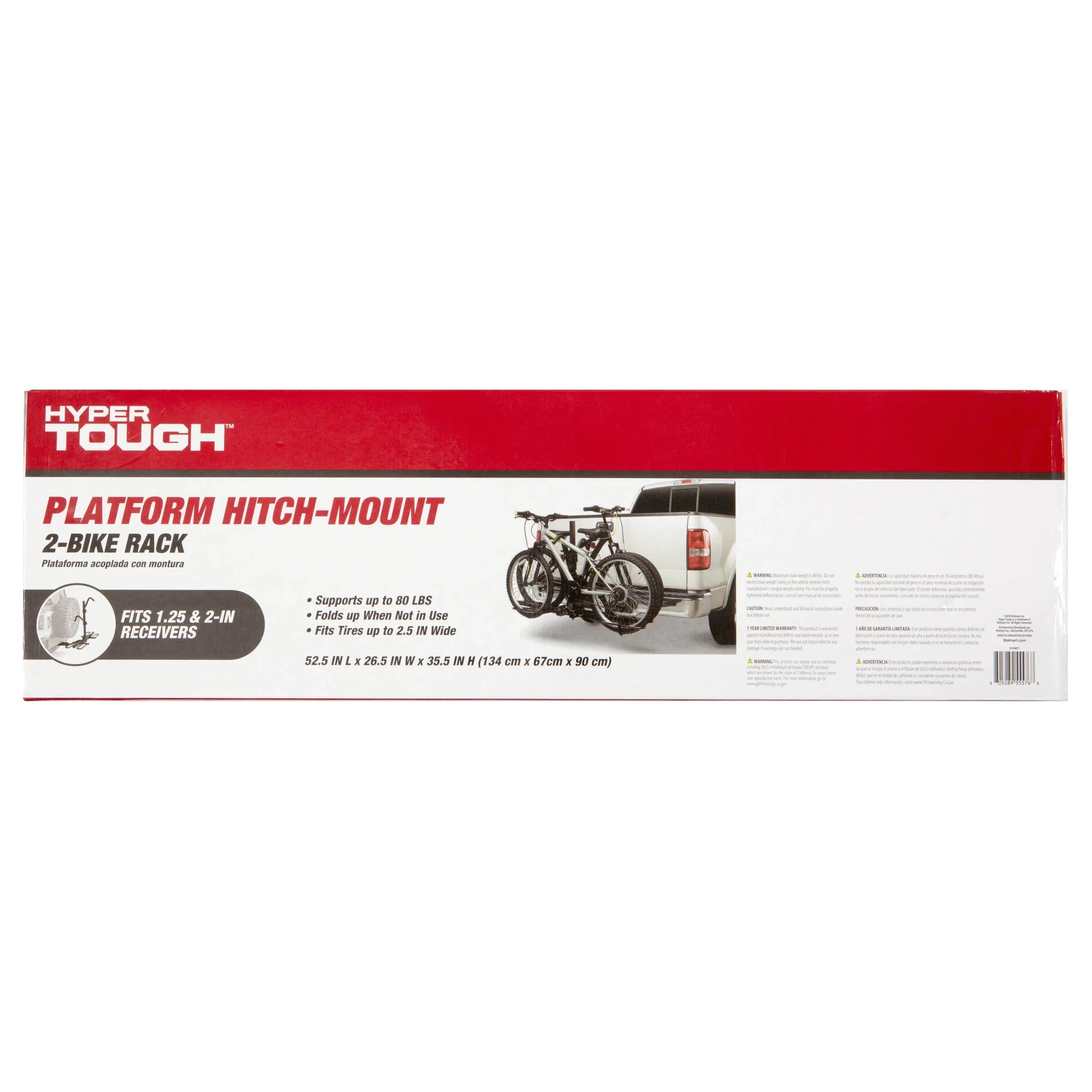 Hyper Tough 80 lbs. Capacity Foldable Hitch-Mount Platform 2-Bike Car Rack 10104071