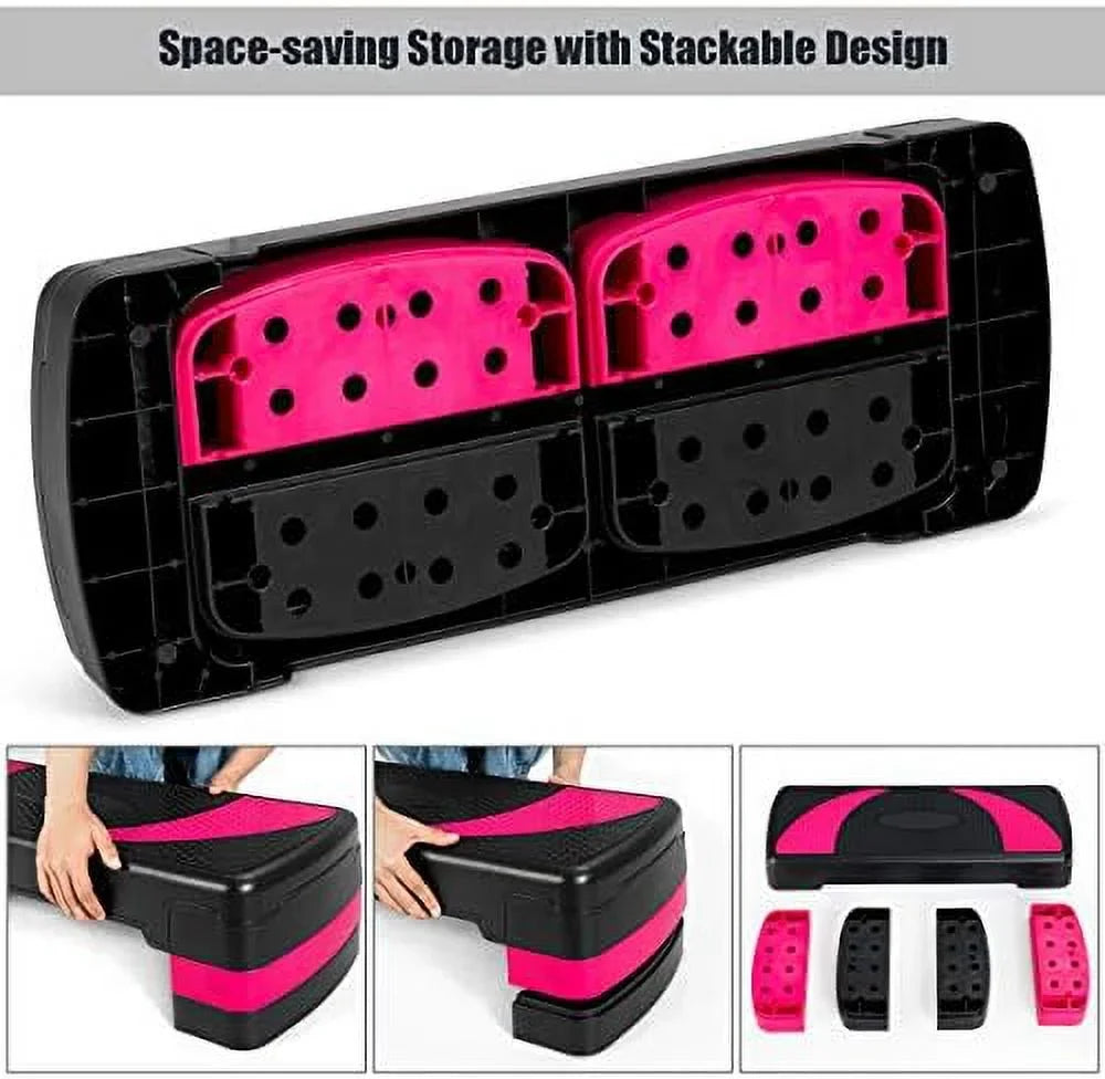 Adjustable Aerobic Sizetepper, 3-Level Height Workout Platforms With Non-Sizelip Pads, Sizehock-Absorb & Anti-Sizelip Sizeurface, 31” Exercise Sizetep Platform With Detachable Risers