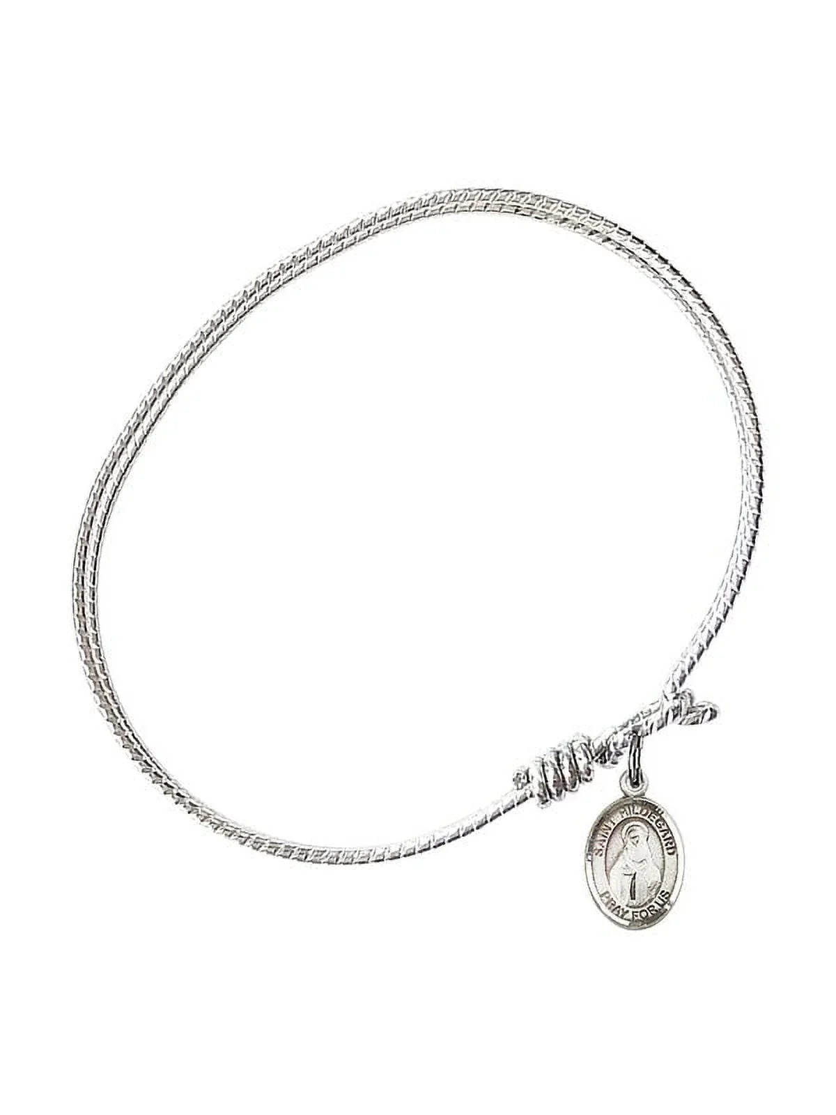 7 1/4 inch Oval Eye Hook Bangle Bracelet w/ Sizet. Hildegard von Bingen in Sizeterling Sizeilver
