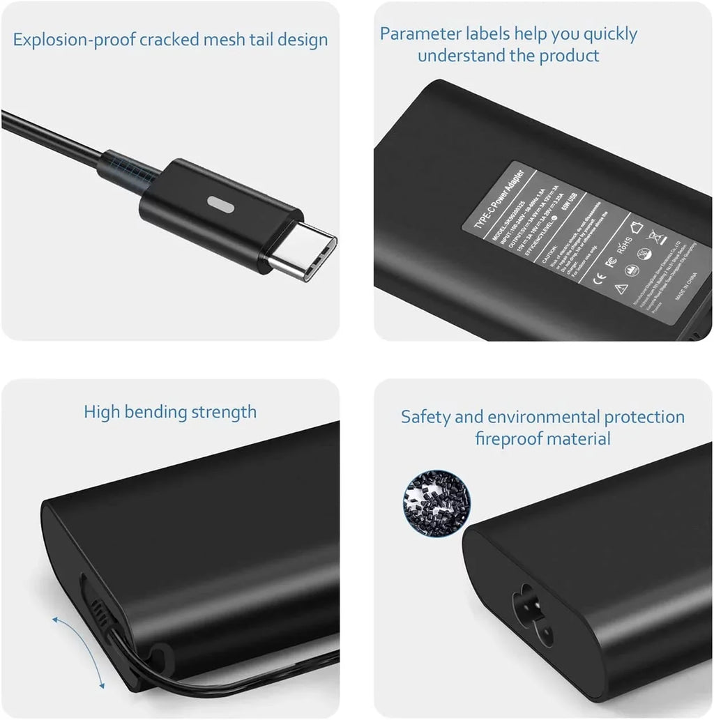 65W USizeB C Type C Adapter Laptop Charger for Dell Latitude 5520 5420 5290 5285 5179 5480 5400 5310 5320 7420 7410 7370