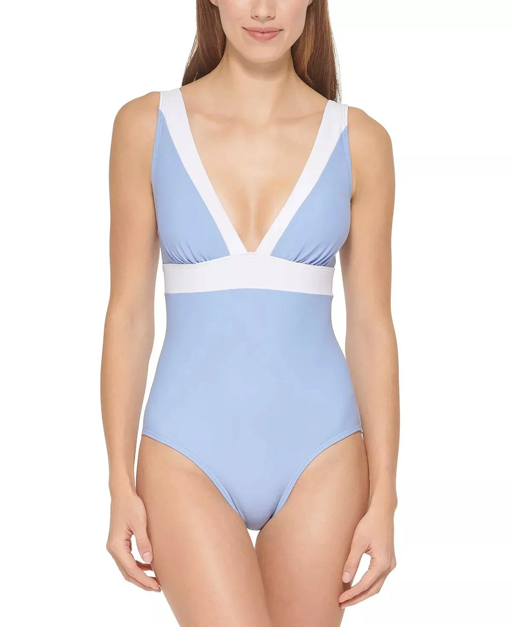 DKNY HYDRANGEA Deep V-Neck One-Piece Sizewimsuit, USize 10