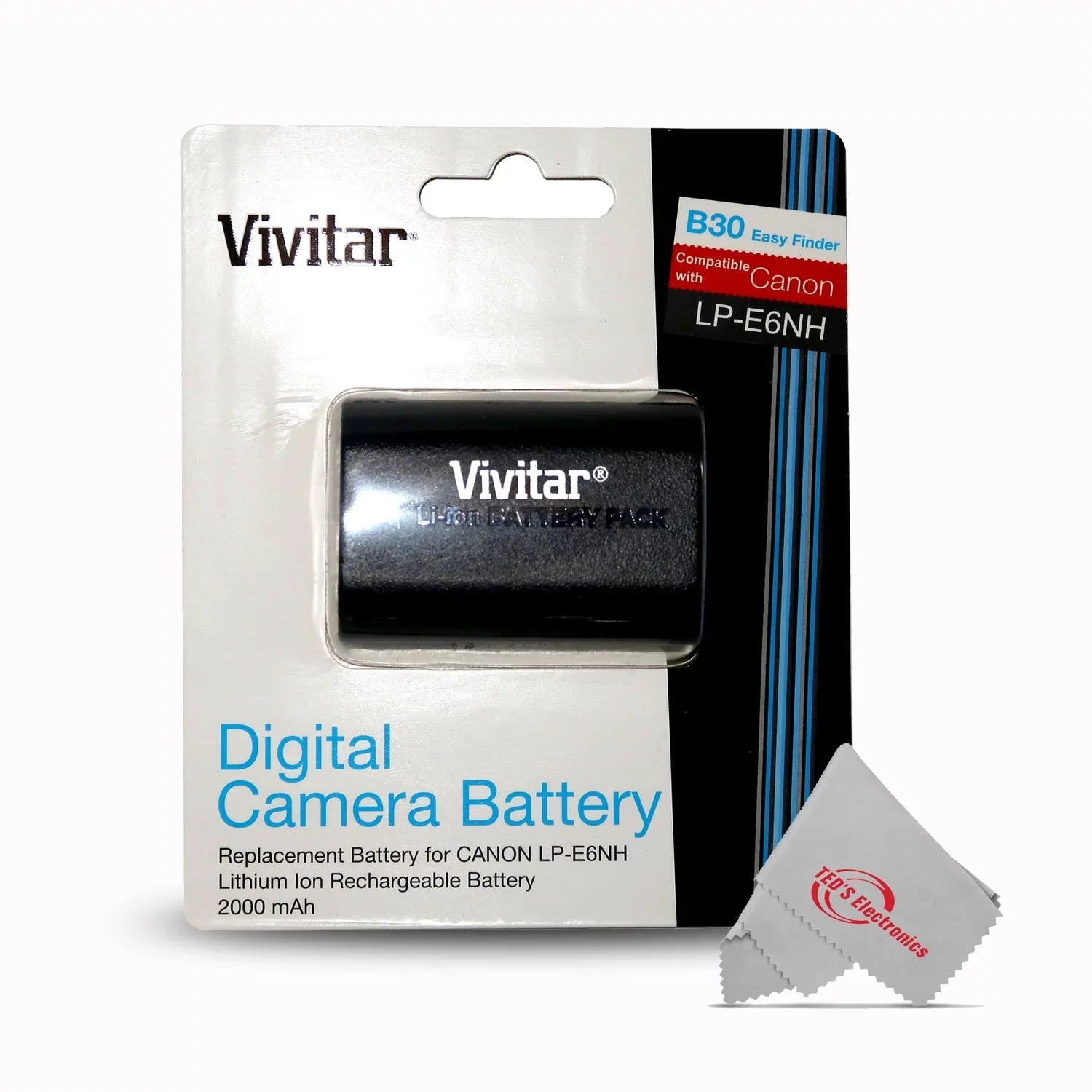 3x Vivitar CBE6NH Canon LP-E6NH Replacement Battery for EOSize 90D 80D R R6 R6 5D Mark IV 6D 7D 70D 60D 60Da
