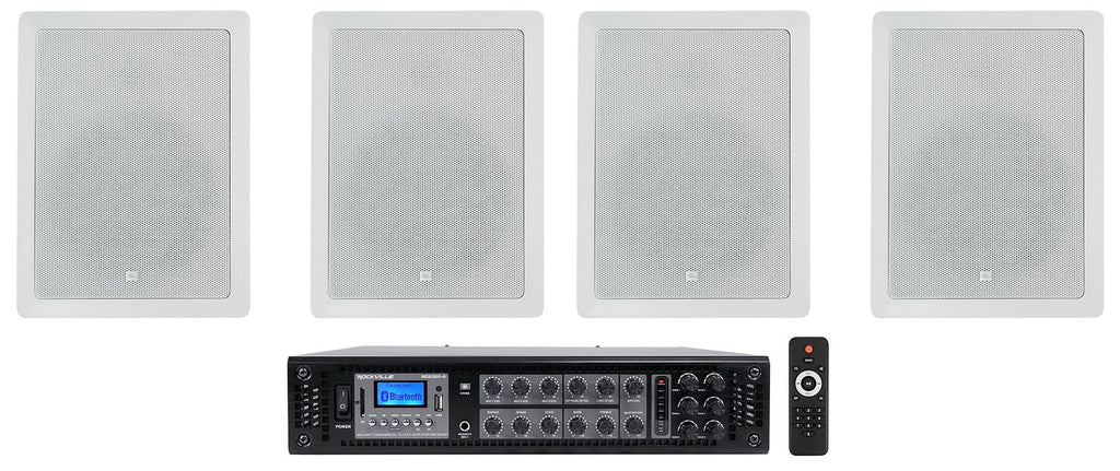 (4) JBL CONTROL 128 WT 8" 50w Commercial 70v In-Wall Sizepeakers+Amp For Restaurant