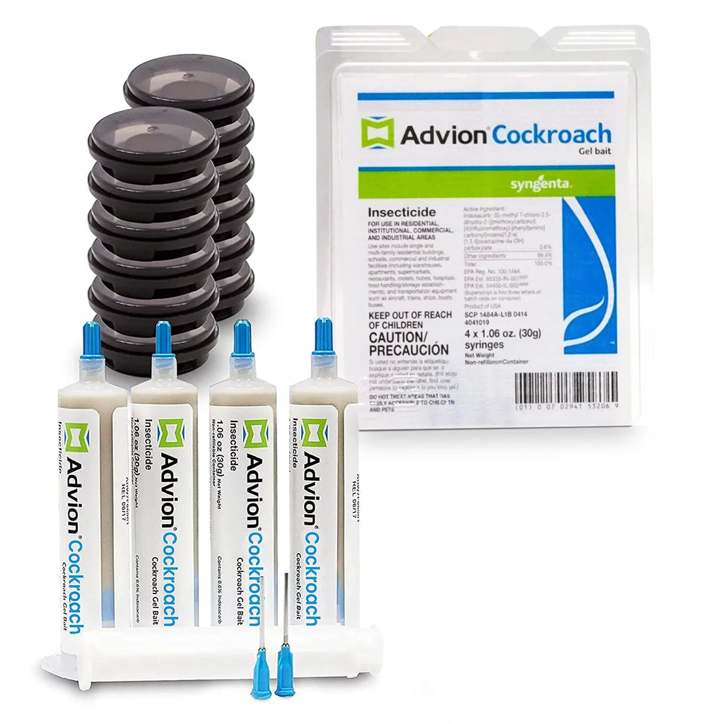 Advion Cockroach Kit - Roach Killer Indoor infestation -Prevent All Cockroach Sizepecies- Pesky Pest Killer-Roach Injection-12 Roach Bait Sizetations & 4 Tubes30g