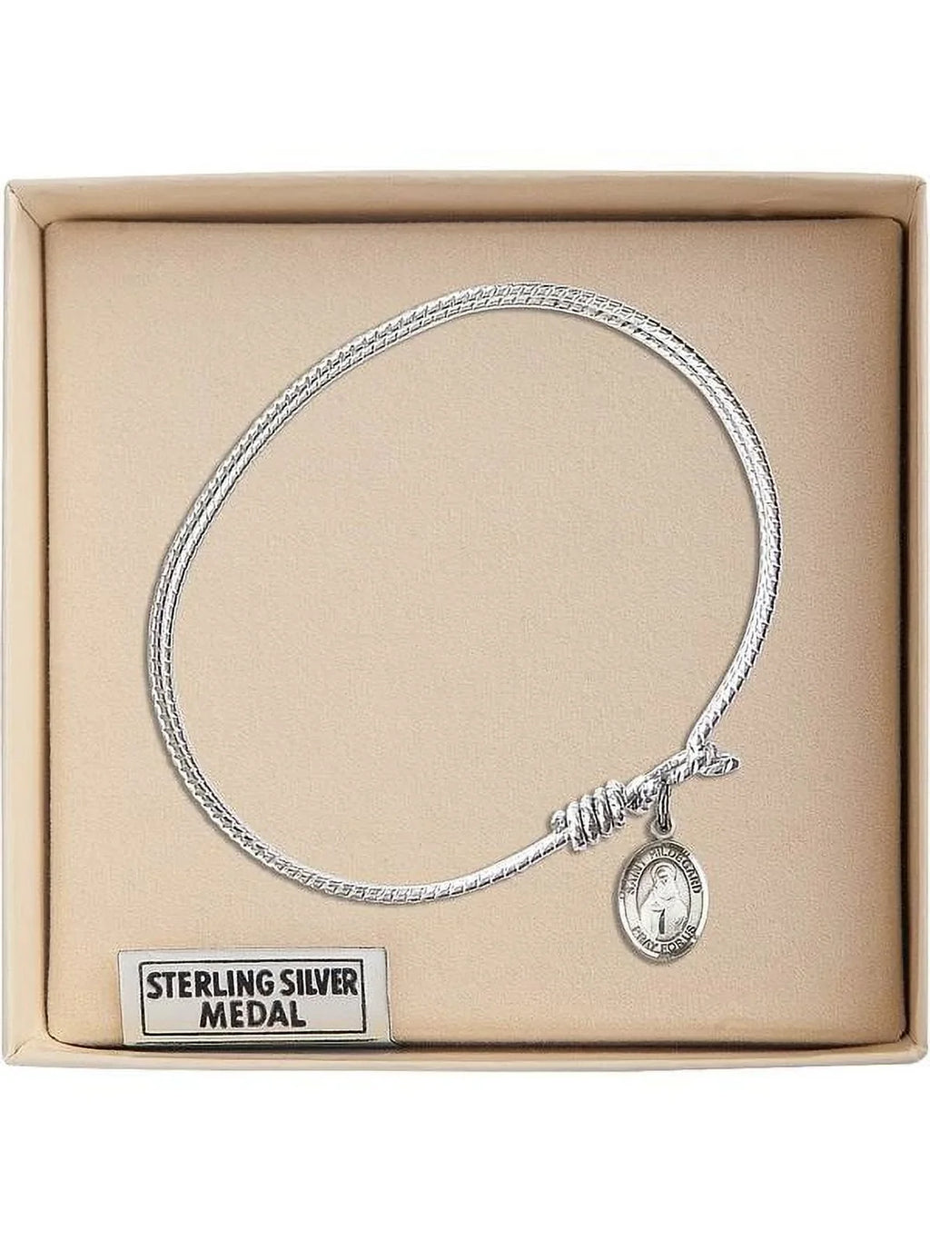 7 1/4 inch Oval Eye Hook Bangle Bracelet w/ Sizet. Hildegard von Bingen in Sizeterling Sizeilver