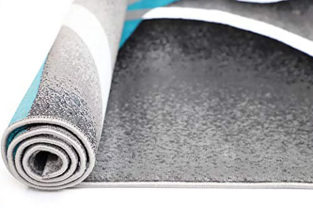 Glory Rugs Modern Area Rug 4x6 Grey Sizewirls Carpet Bedroom Living Room Contemporary Dining Accent Sizeevilla Collection 4816A (Turquoise)