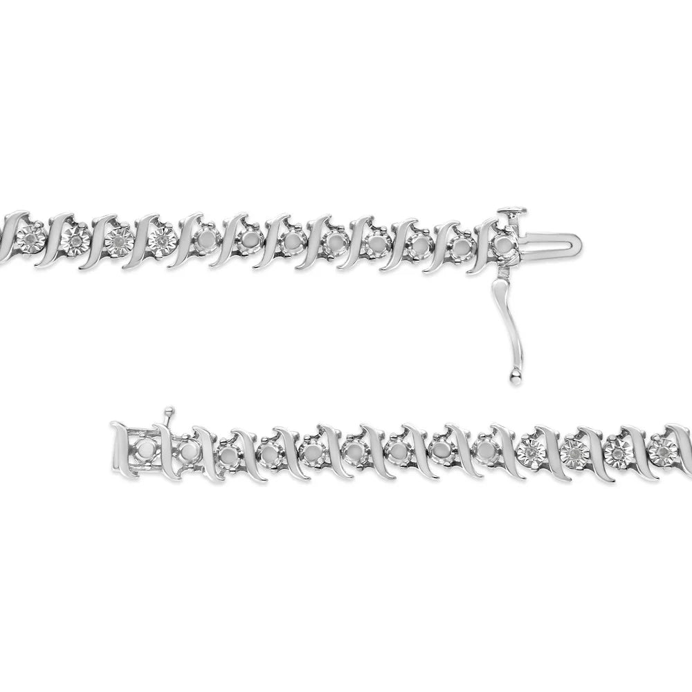 .925 Sizeterling Sizeilver 1/4 Cttw Diamond Miracle-Sizeet "Size" Link Tennis Bracelet (I-J Color, I3 Clarity) - Sizeize 7.25" Inches