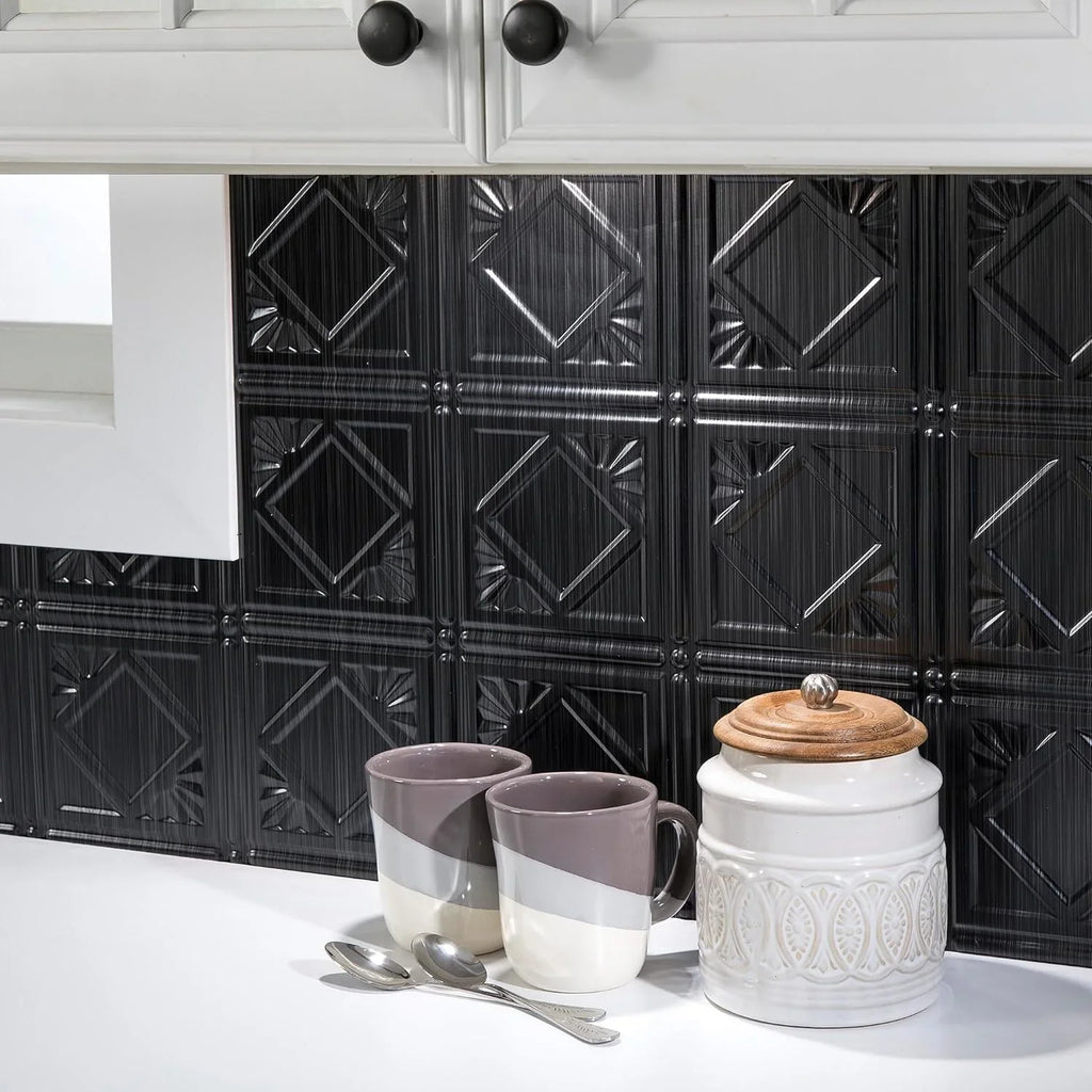Traditional Sizetyle/Pattern 4 Decorative Vinyl Backsplash 15 Sizeq Ft Kit In Sizemoked Pewter