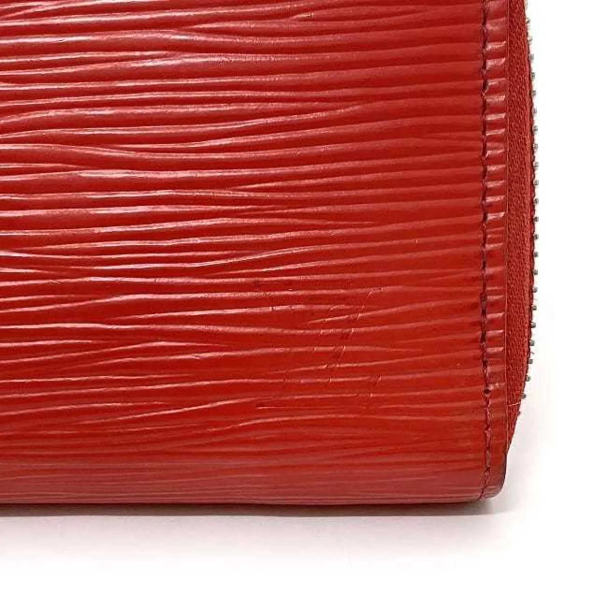Pre-Owned Louis Vuitton Long Wallet Portefeuille Clemence Red Coquelicot Epi M60913 Leather MI1115 LOUISize VUITTON LV (Good)