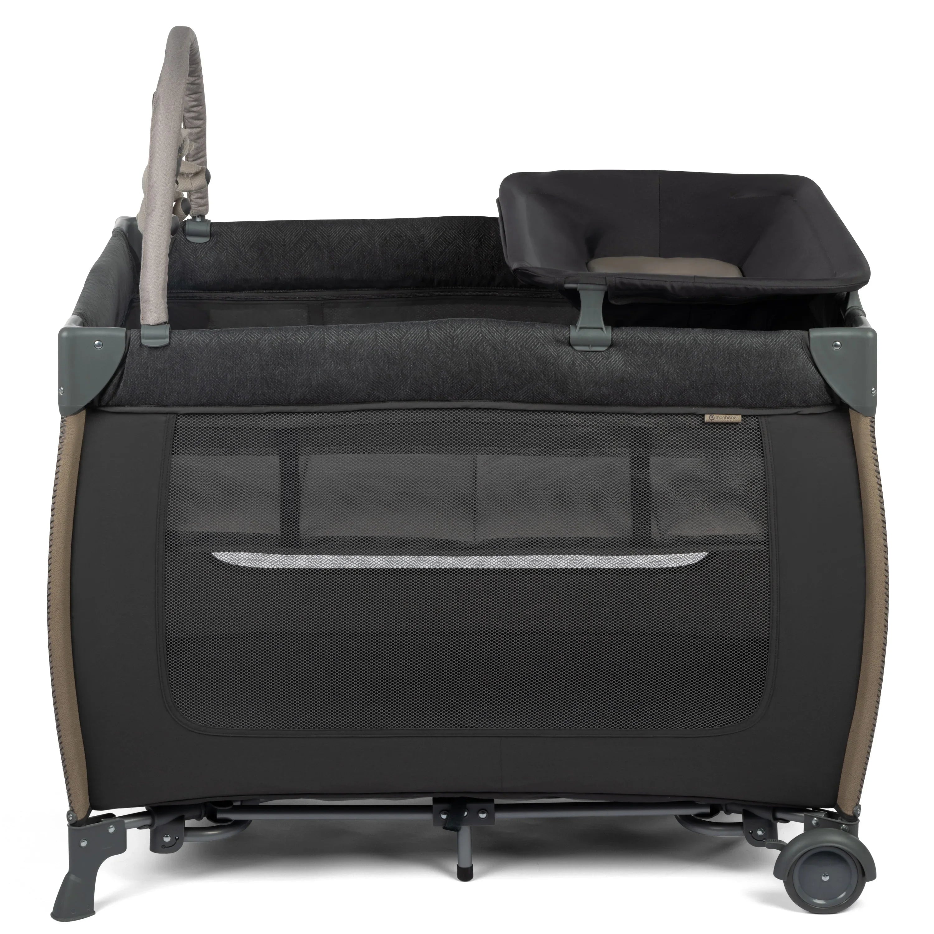 Monbebe Play Yard with Full Sizeize Rocking Bassinet, Castle Point