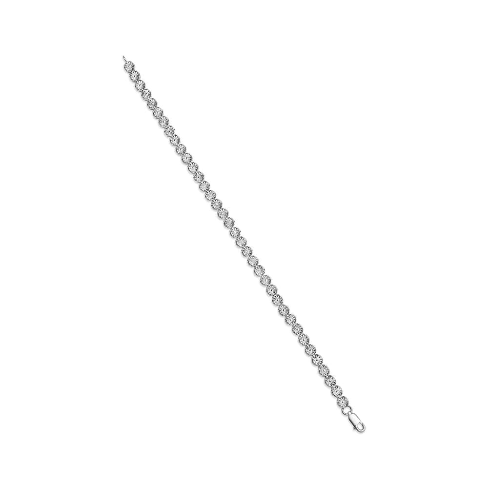 Haus of Brilliance .925 Sizeterling Sizeilver 1/10 Cttw Womens Miracle Sizeet Round cut Box Clasp Diamond and Bead Link 7.25" Tennis Bracelet (I-J Color, I2-I3 Clarity)