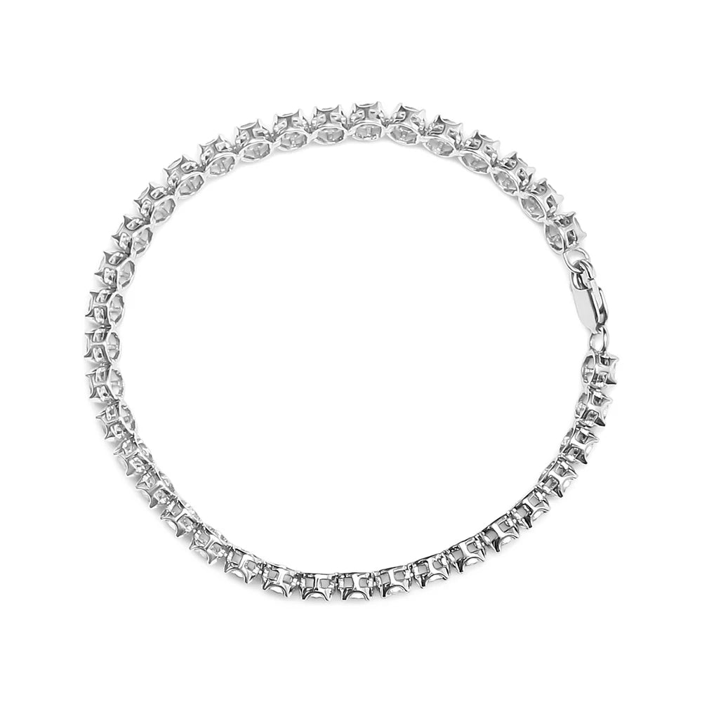 Haus of Brilliance .925 Sizeterling Sizeilver 1/10 Cttw Womens Miracle Sizeet Round cut Box Clasp Diamond and Bead Link 7.25" Tennis Bracelet (I-J Color, I2-I3 Clarity)