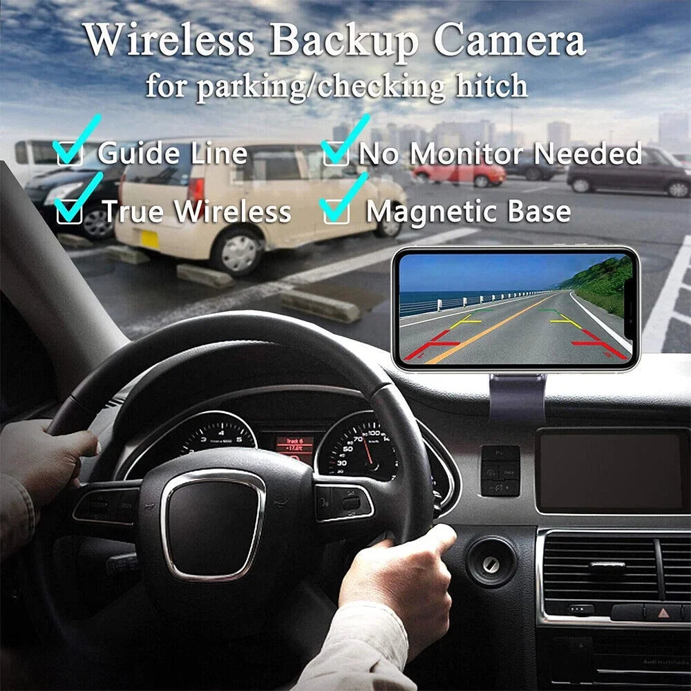 JLLOM Magnetic WiFi Wireless Backup Camera, Front/Rear View Camera 9600mAh Battery