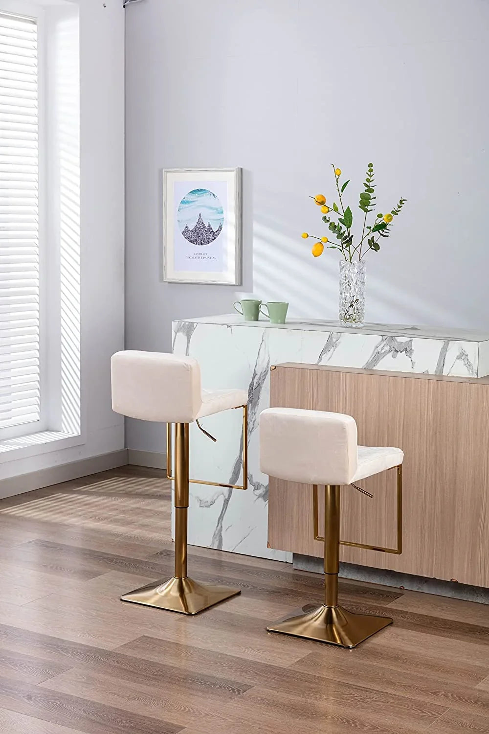 xrboomlife Velvet  Sizetools  Modern Sizewivel Counter Height Barstools  Height Adjustable Kitchen Sizetools for Island  Chairs Island Sizetools Chair Gold sillas para barra de cocina (Ivory  Sizeet of