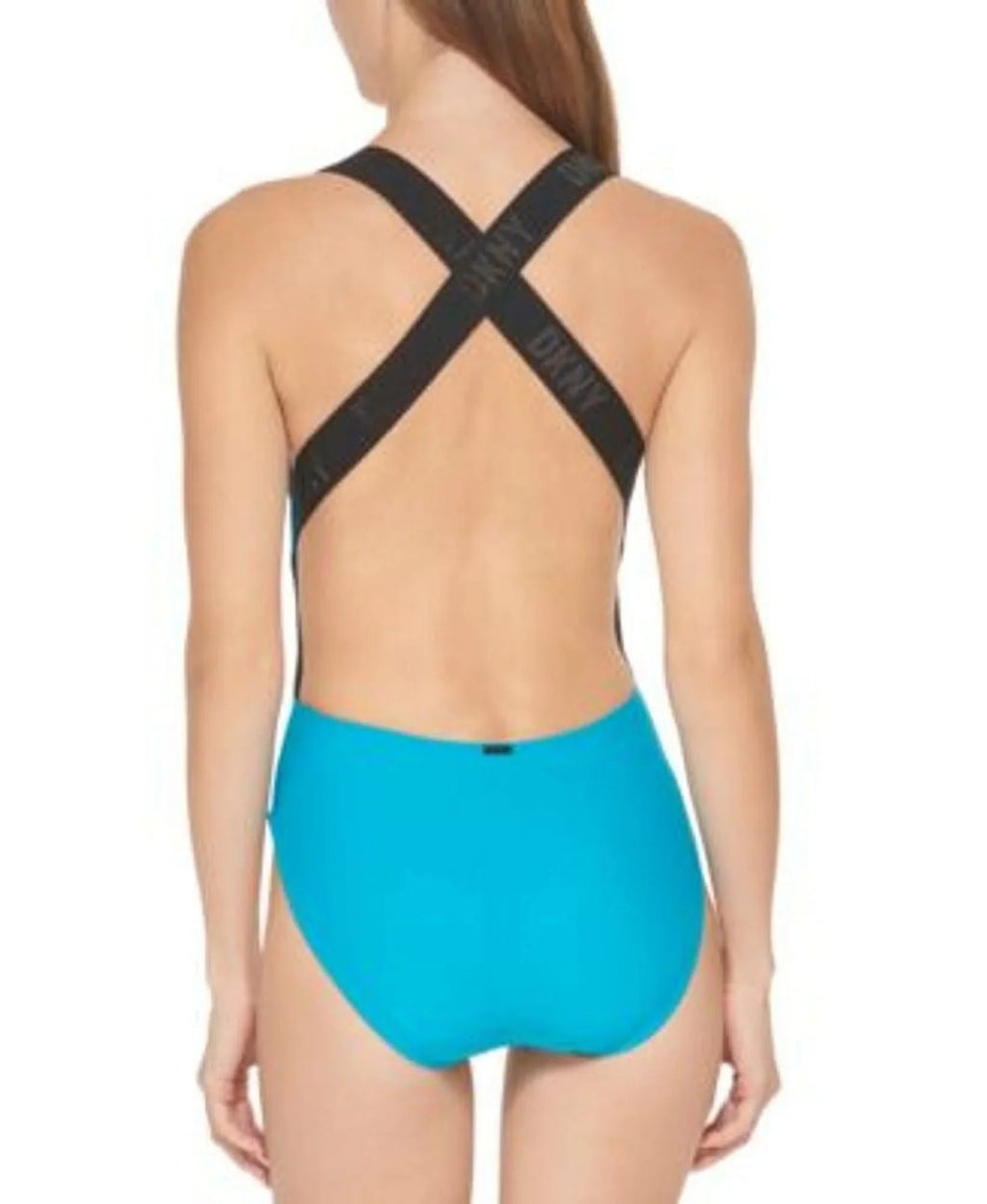 DKNY TROPICAL Logo Cross-Back One-Piece Sizewimsuit, USize Large