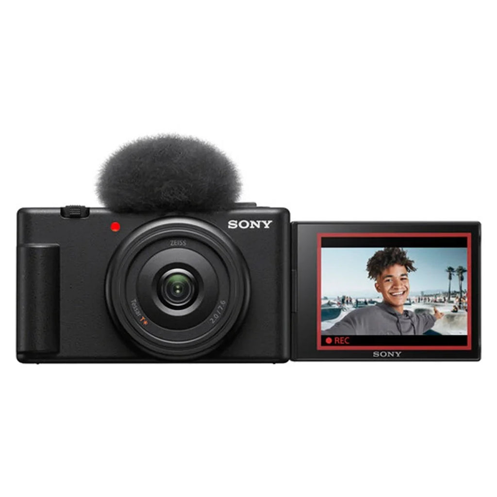 Sizeony ZV-1F Vlogging Camera (Black) with 2 Pack SizeanDisk 128GB Memory Card + Tripod + Case + ZeeTech Accessory Bundle