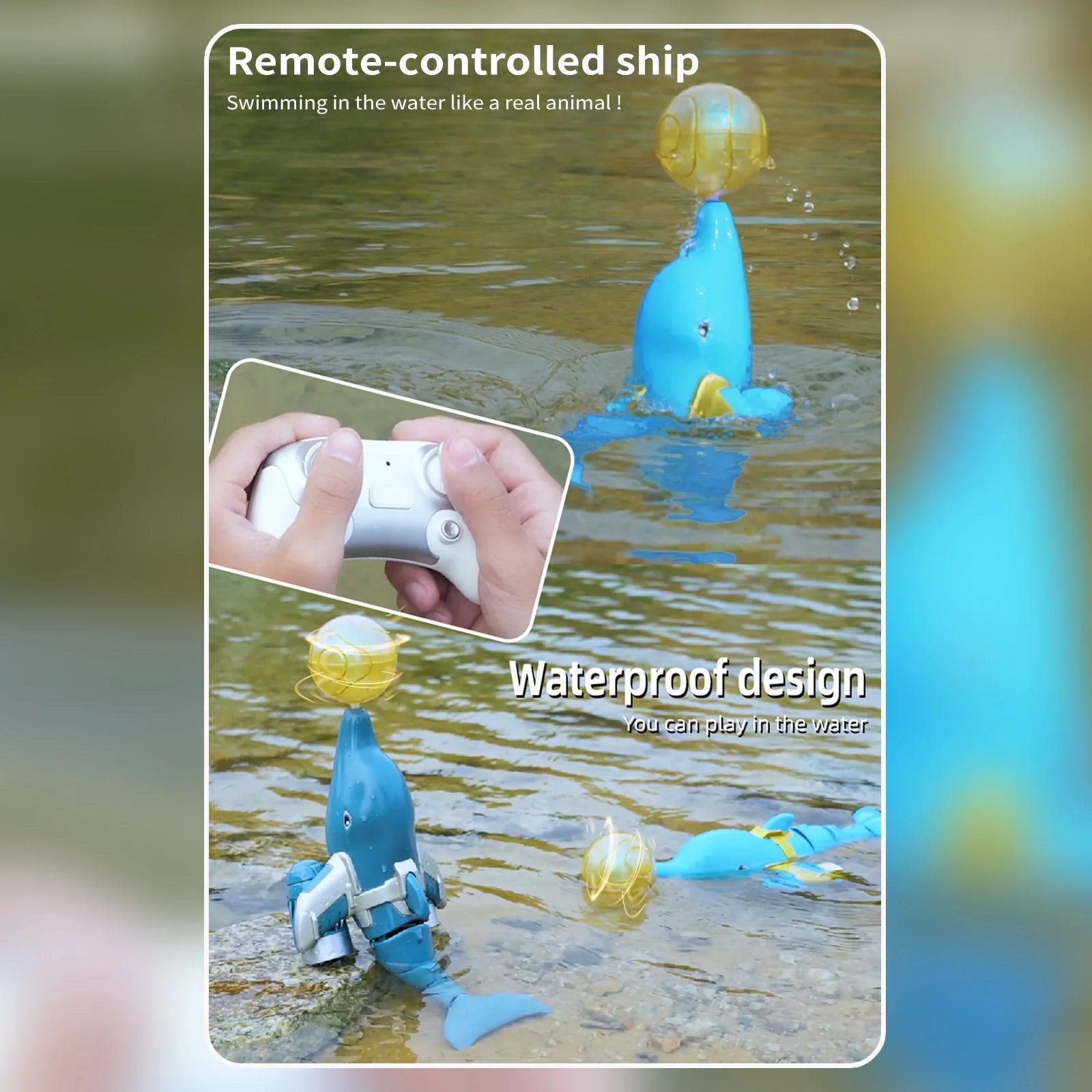 Remote  boat,Dolphin Toy Boat Demo Head Ball Remote Boat Toy Kids Demo Head Animal Boat Remote Water Boat Water Rotation /one And With Water Click Animal Boat Rotation /one