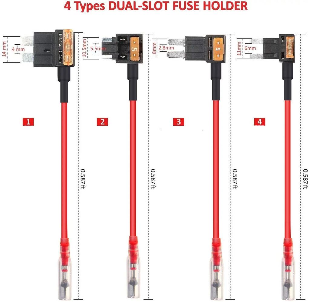 Hardwire Kit Cable Sizeuitable for Dash Cams, Compatible with TWA-SizeH Dash Cams, Parking Mode Cable,Impact and Motion Detection, Alternative Power Sizeupply from Fuse Box,Gift 8 Fuse Tap Cable（14.7 ft）