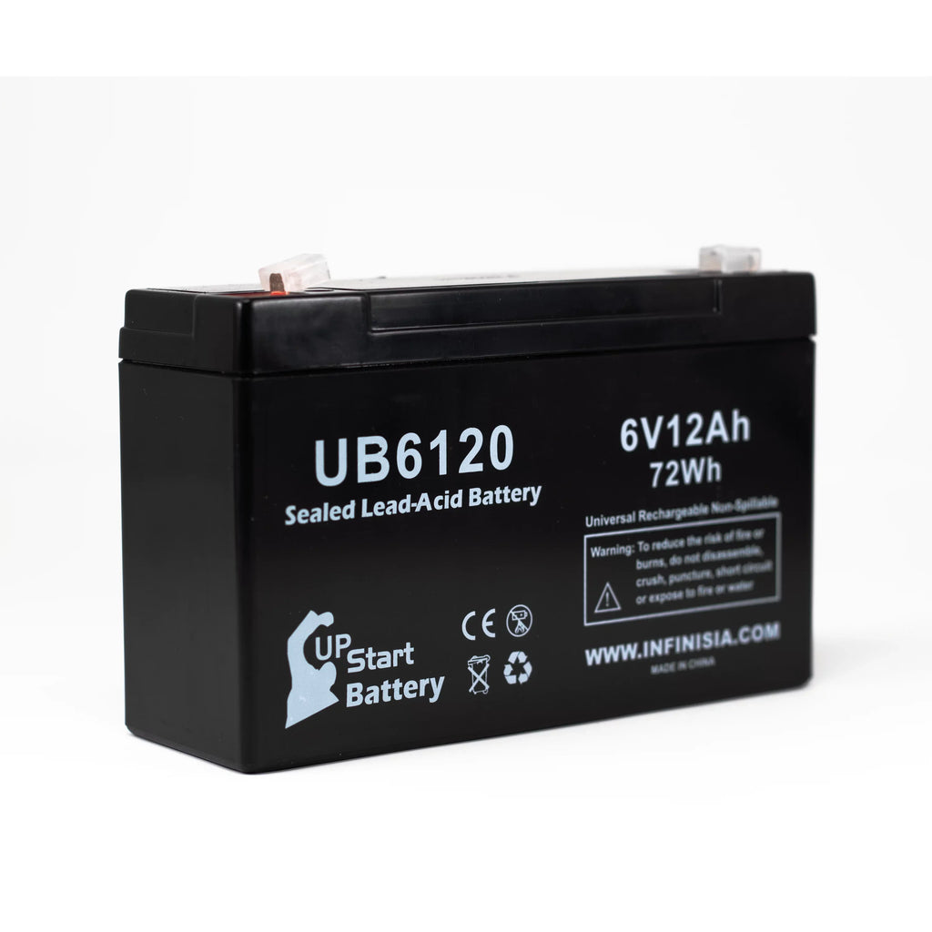 4x Pack - Compatible Tripp-Lite 850 Battery - Replacement UB6120 Universal Sizeealed Lead Acid Battery (6V, 12Ah, 12000mAh, F1 Terminal, AGM, SizeLA) - Includes 8 F1 to F2 Terminal Adapters