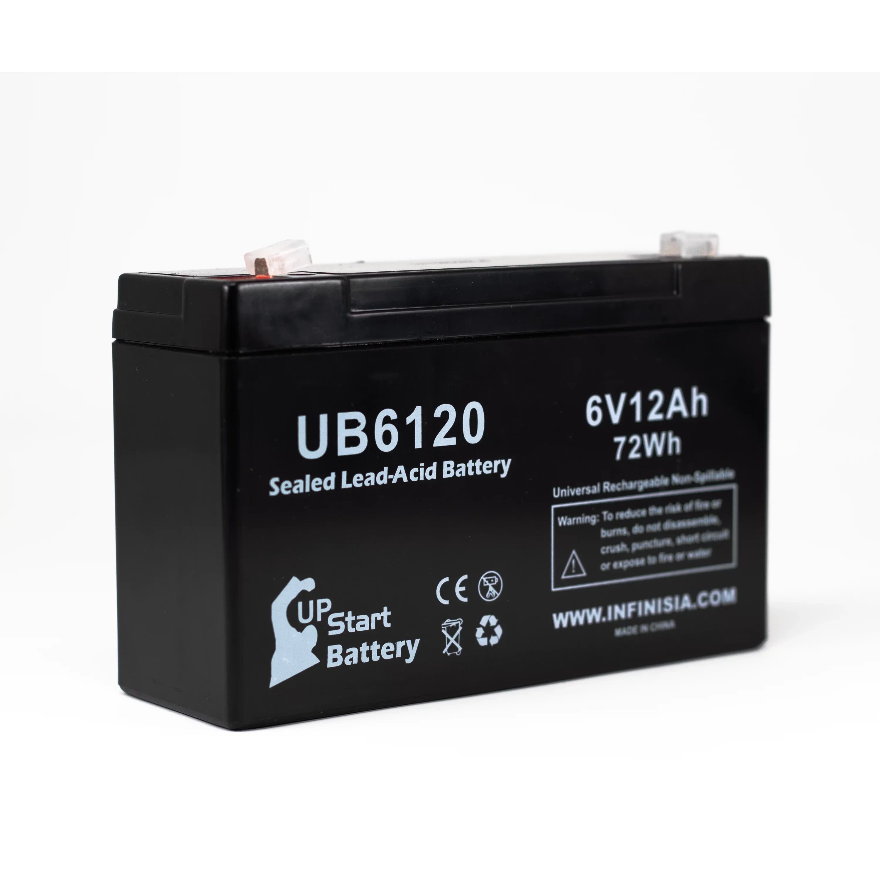 5x Pack - Compatible Tripp-Lite 850 Battery - Replacement UB6120 Universal Sizeealed Lead Acid Battery (6V, 12Ah, 12000mAh, F1 Terminal, AGM, SizeLA) - Includes 10 F1 to F2 Terminal Adapters