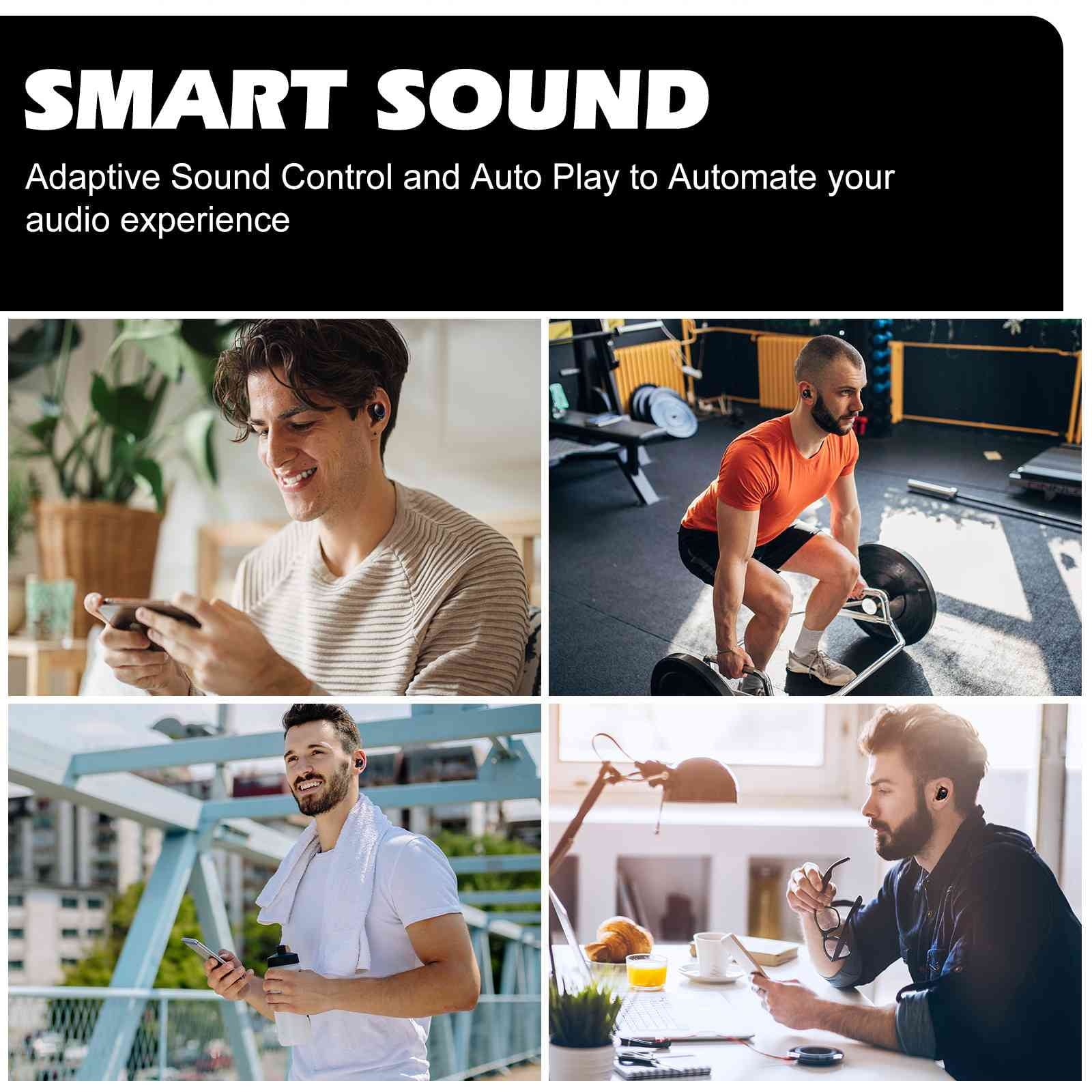 UrbanX True Wireless Bluetooth Earbuds + Charging Case, Black, Dual Connect, IPX5 Water Resistance, Bluetooth 5.2 Connection, Balanced, Bass Boost Compatible with Lenovo K5 play