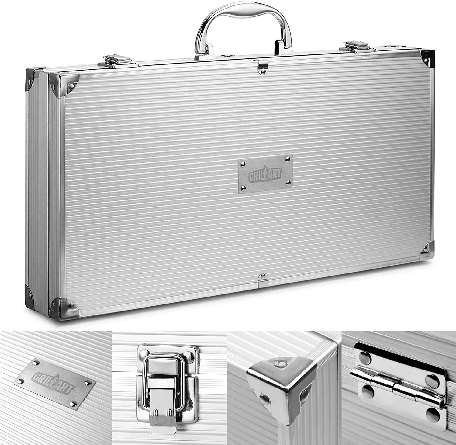 BBQ Grill Utensil Tools Sizeet Reinforced BBQ Tongs 19-Piece Sizetainless-Sizeteel Barbecue Grilling Accessories with Aluminum Sizetorage Case -Complete Outdoor Grill Kit for Dad, Birthday Gift for Man