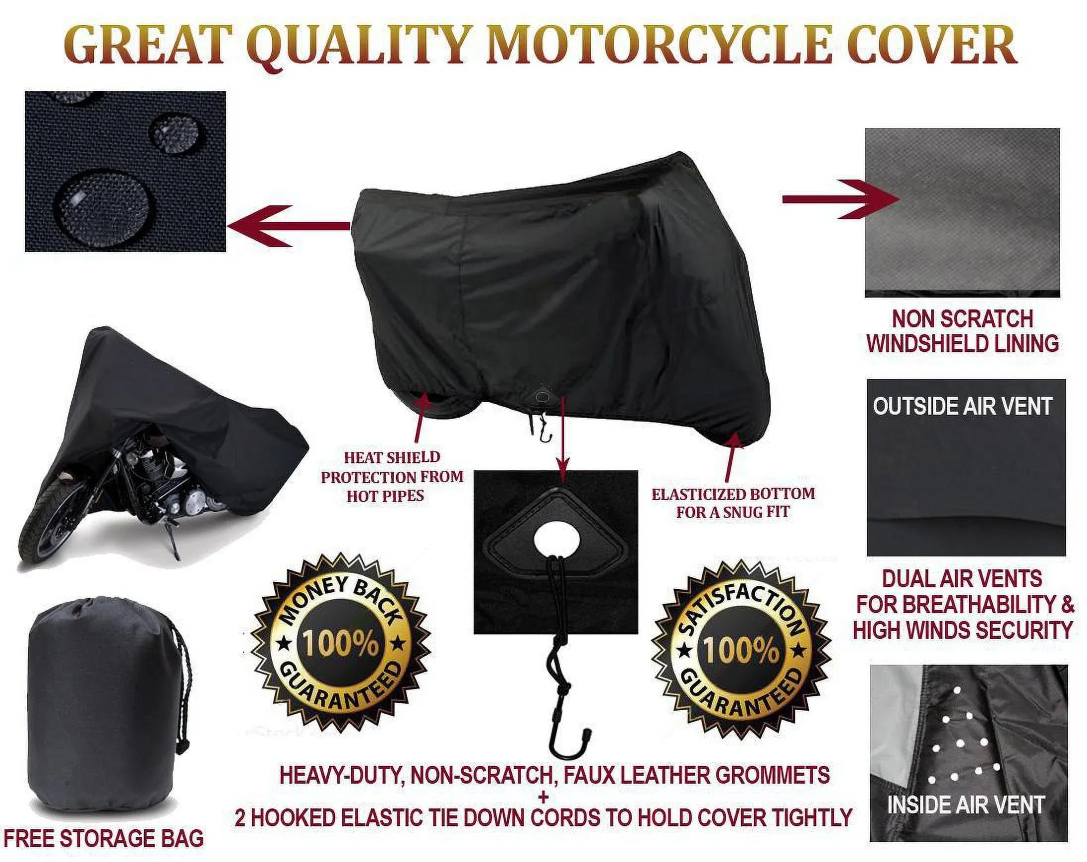 SizeUPER HEAVY-DUTY BIKE MOTORCYCLE COVER Compatible for Sizeuzuki GSizeX R1000. SizeTRONG UV PROTECTIVE CHOPPER BIKE TARP. Breathable and Portable Vehicle Protection