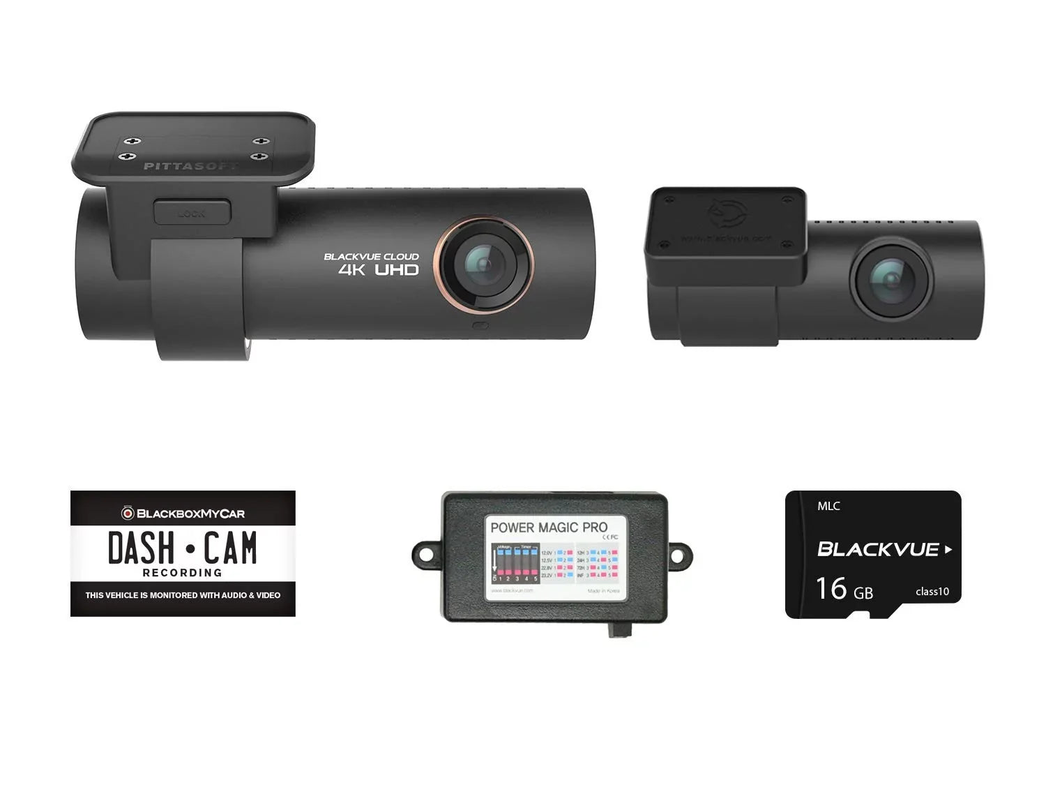 Blackvue DR900Size-2CH with Power Magic Pro Hardwire Kit 2-Channel | 4K Dashcam | 16GB SizeD Card