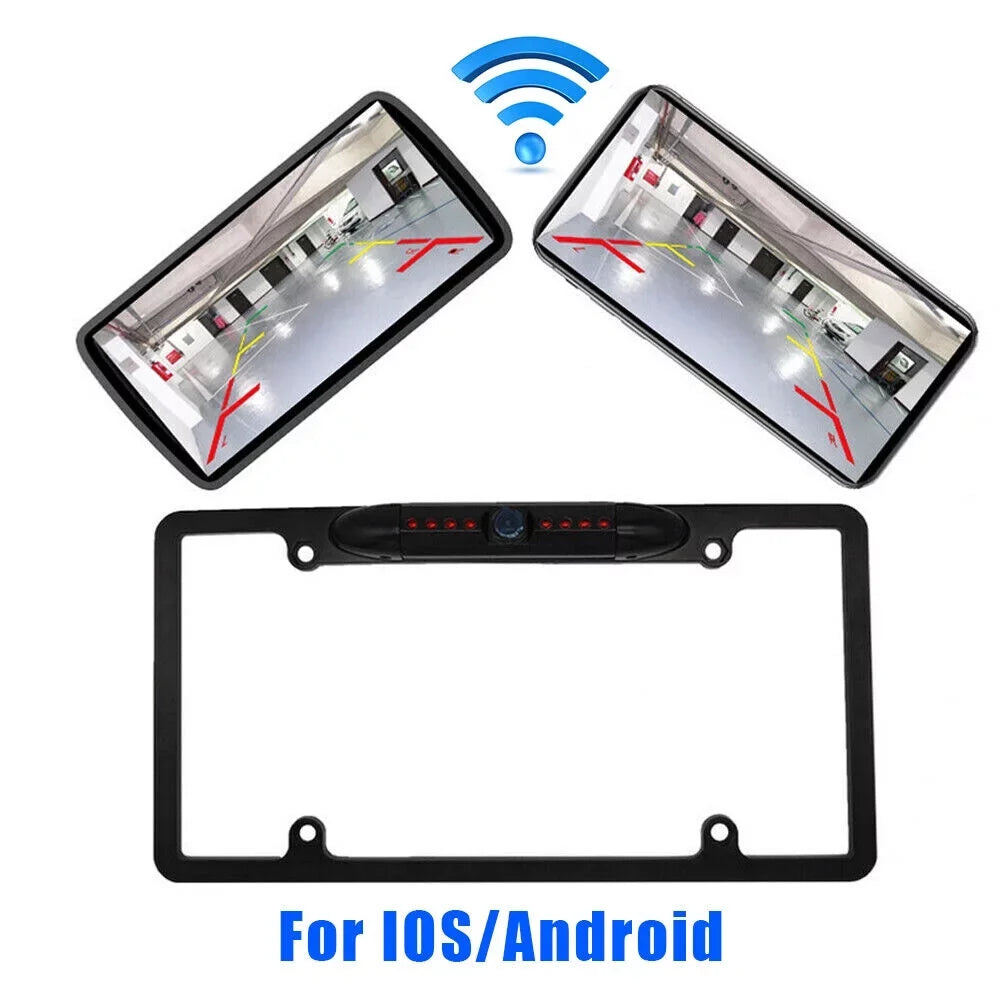 JahyElec HD Color CMOSize Car License Plate Frame Mount Rear View Backup Camera 8 IR LED