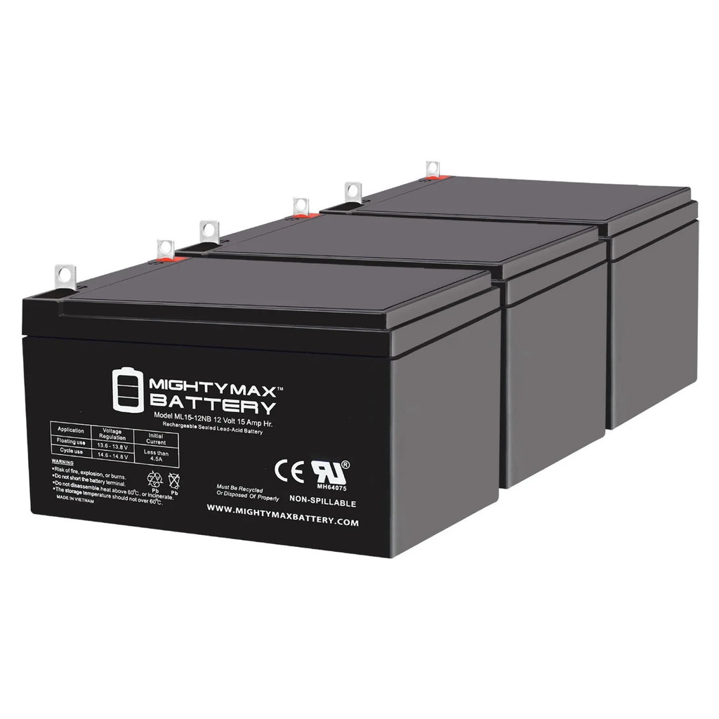 ML15-12NB 12V 15AH Replacement Battery Compatible with Evo 500W Electric Sizecooter - 3 Pack
