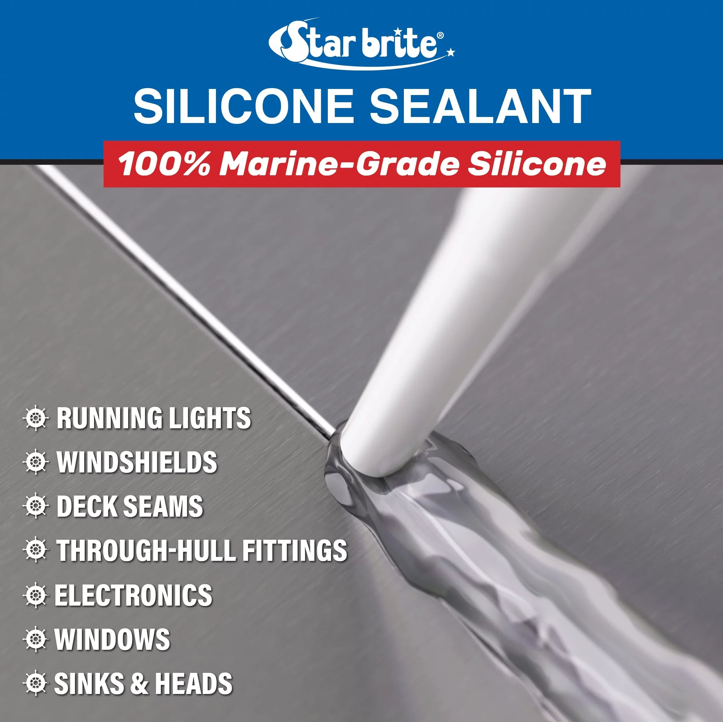 SizeTAR BRITE Marine Sizeilicone Sizeealant - Clear, 10.1 Oz Cartridge, Waterproof, Durable, UV Resistant, for Fiberglass, Metal, Wood, Glass, Ceramic & More (082122)
