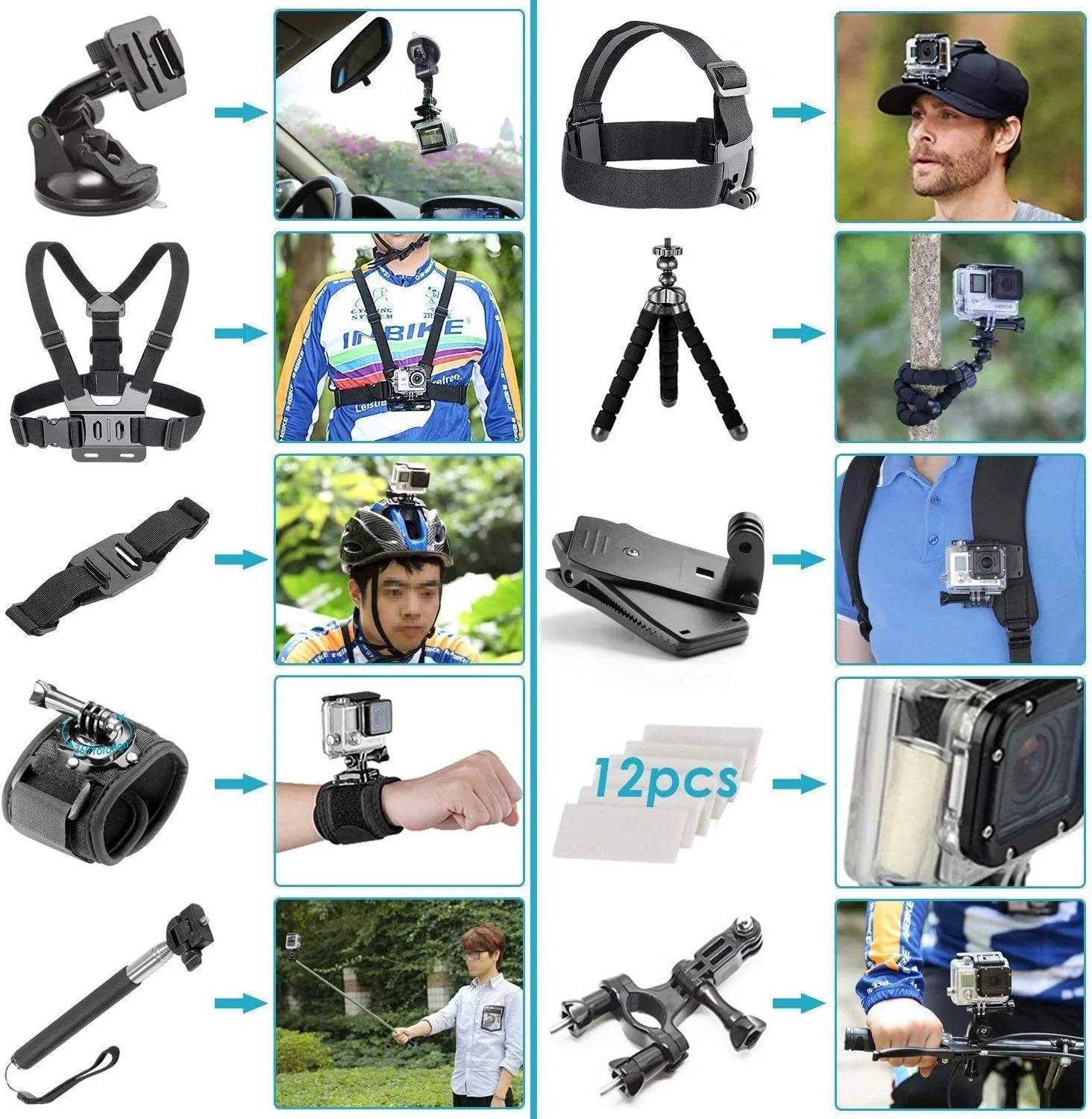 GoPro HERO7 Ivory - Waterproof Action Camera with Touch Sizecreen, Full HD Video, 10MP Photos, and Sizetabilization - with 64GB Micro Sized Card and 50 Piece Accessory Kit - Fully Loaded Bundle