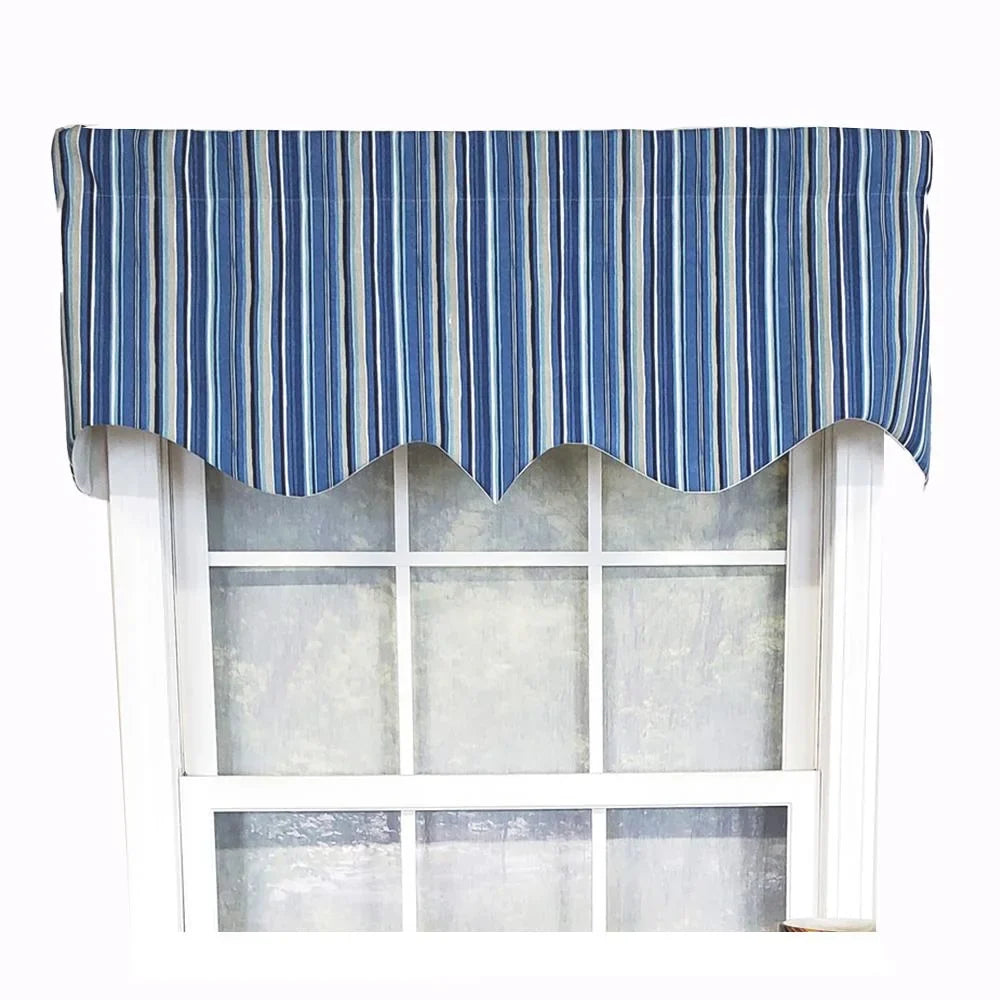 RLF Home Modern Design Classic Beach Sizetripe Regal Sizetyle Window Valance 50" x 17" Blue