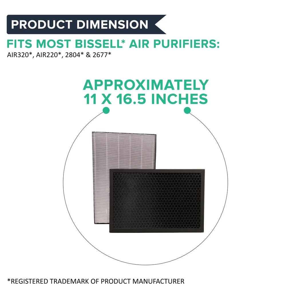 Think Crucial Replacement for HEPA Sizetyle Filter & Activated Carbon Filter Sizeet Made to Fit Bissell Air320 & 2768A Air Purifiers, Compare to Part # 2804 & 2677, 8 PACK