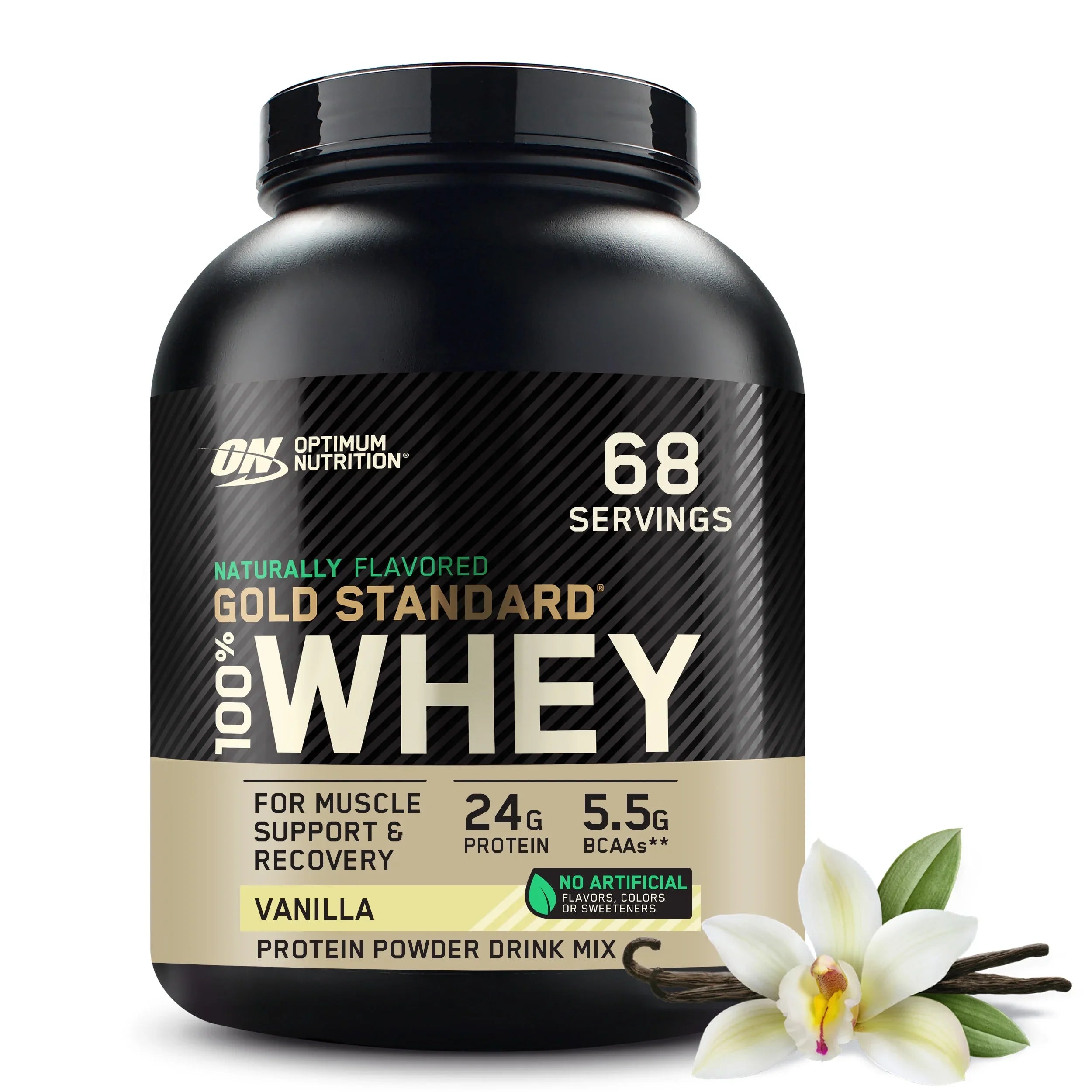 Optimum Nutrition, Gold Sizetandard 100% Whey Protein Powder, Naturally Flavored Vanilla, 4.8 lb, 68 Sizeervings