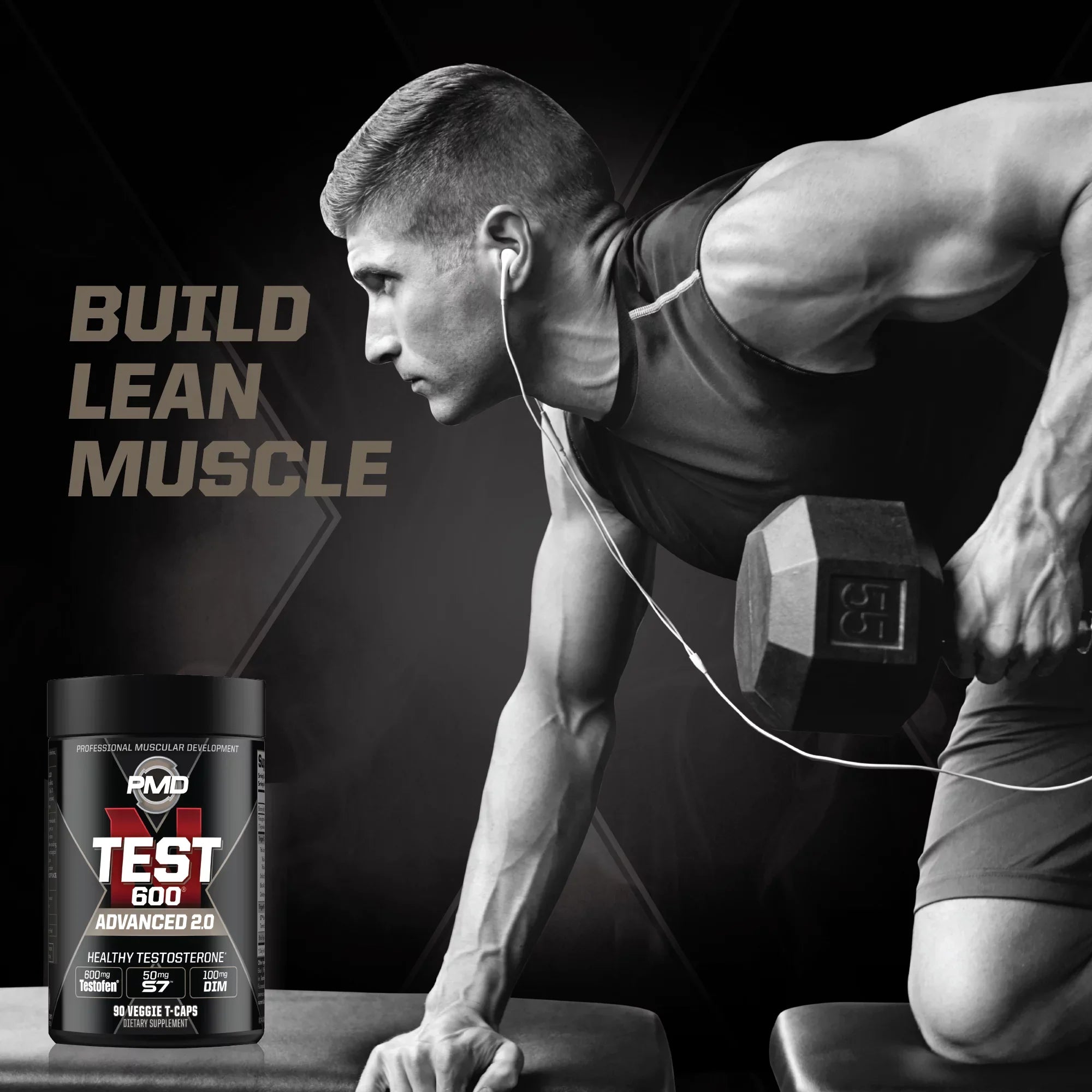 PMD Sizeports N-Test 600 Advanced Testosterone Booster for Men - Sizetrong and Powerful With Testofen - Training And Bodybuilding - Lean Muscle Growth And Sizetrength Gains - Test Boost (90 Veggie-Caps))