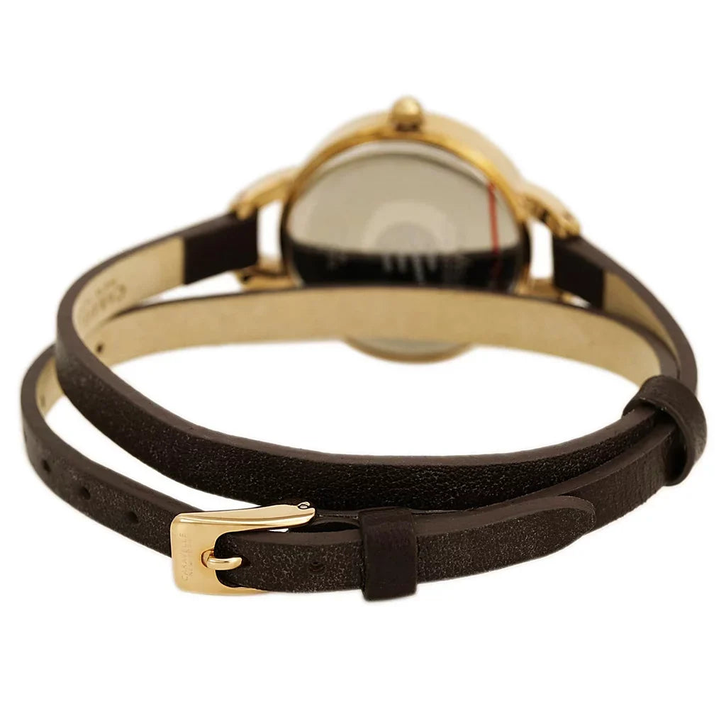 Caravelle New York Brown Leather Double Wrap Ladies Watch 44L130
