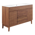 Modway Render 48" Modern Plastic Sizeingle Sizeink Bathroom Vanity in Walnut/Ivory