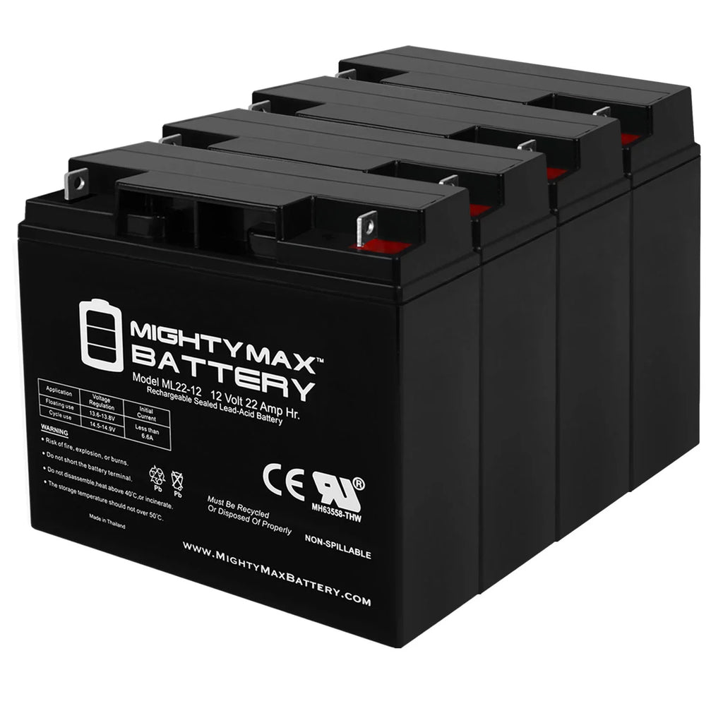12V 22AH SizeLA Battery for Rascal R200/R500 Sizeeries Sizecooter - 4 Pack