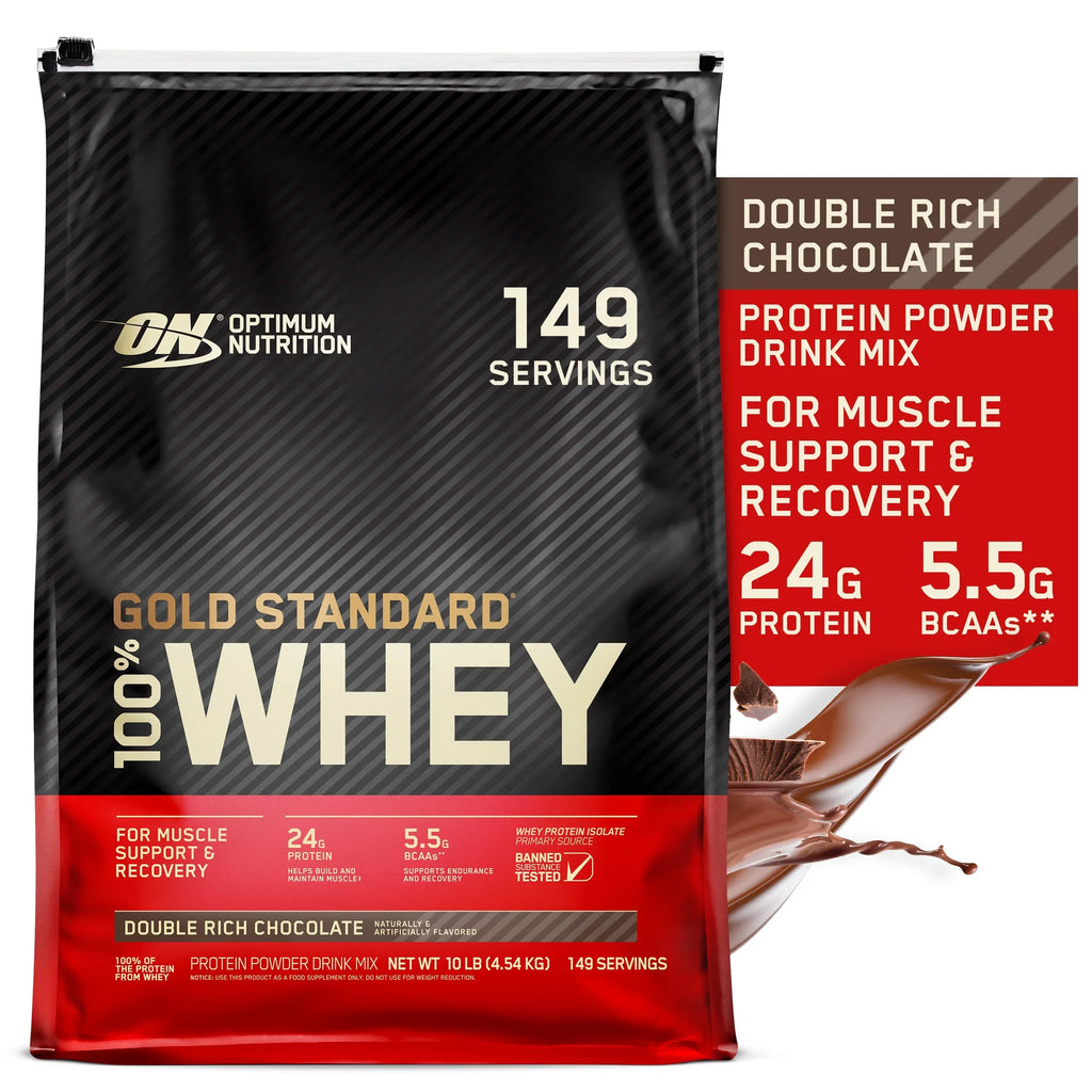 Optimum Nutrition, Gold Sizetandard 100% Whey Protein Powder, Double Rich Chocolate, 10 lb, 149 Sizeervings