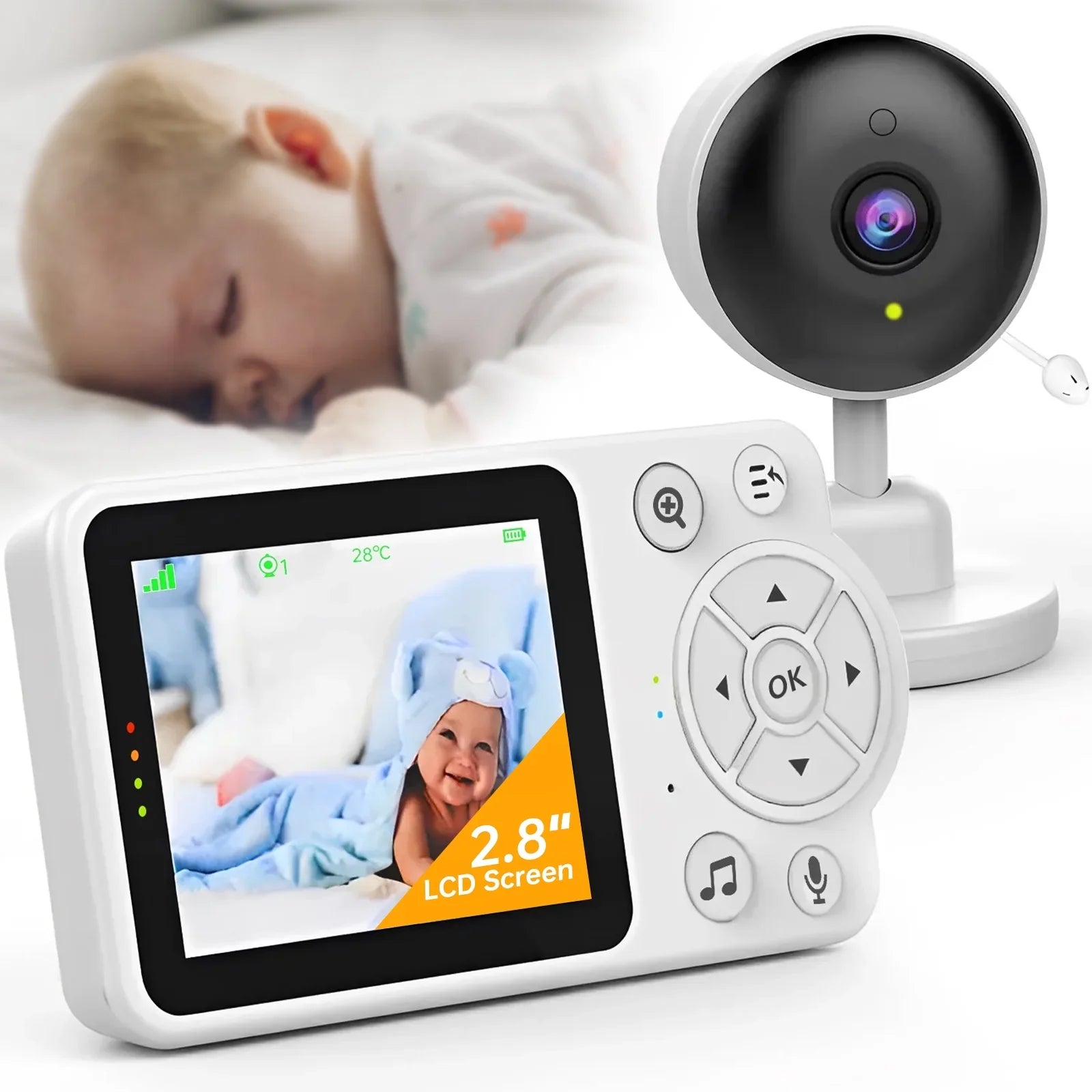 Fixdono Baby Monitor with Camera and Audio, Video Baby Monitor, Night Vision, 2-Way Talk, 480P