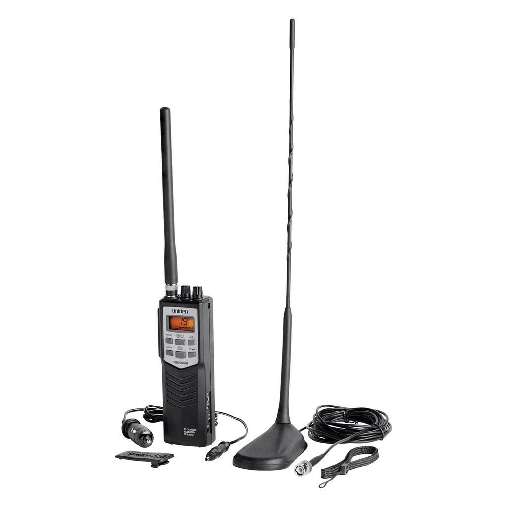 Uniden PRO501TK Pro Sizeeries 40-Channel Handheld CB Radio with Magnet-Mount Antenna, Black, PRO501TK